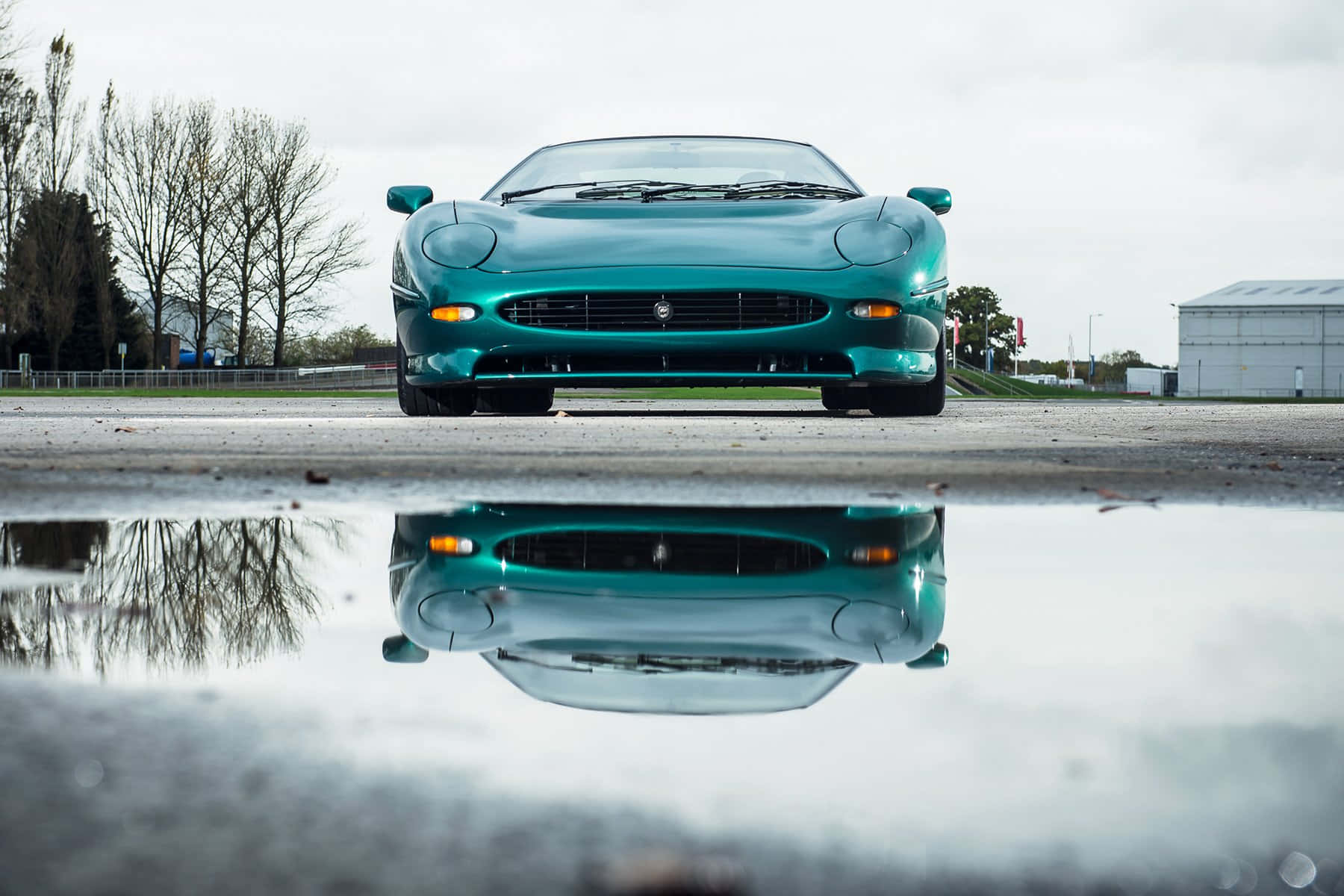 Jaguar XJ220, teal, low angle, HD Desktop Wallpaper