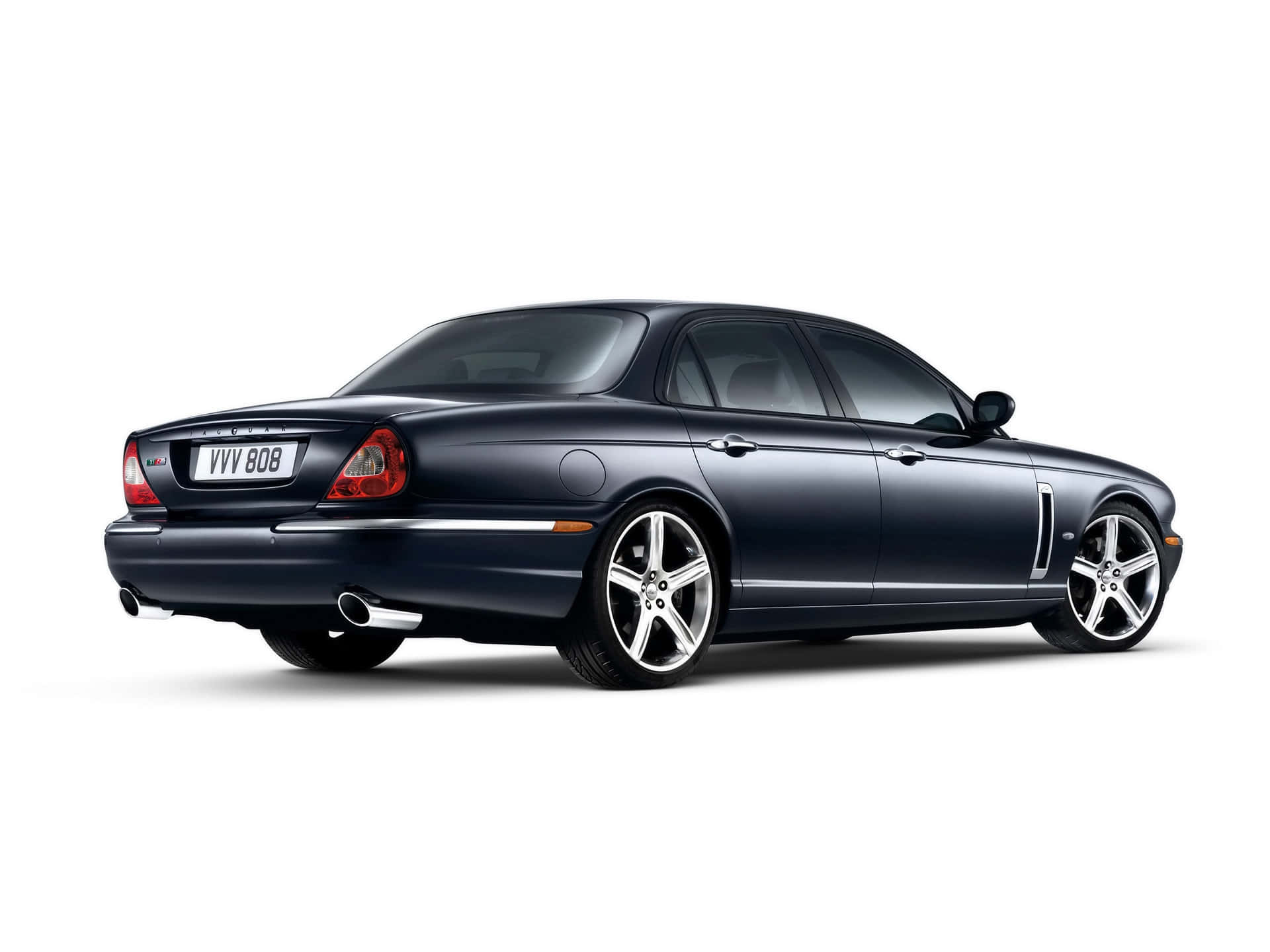 Jaguar XJR, dark blue, chrome wheels, Full HD Desktop Wallpaper