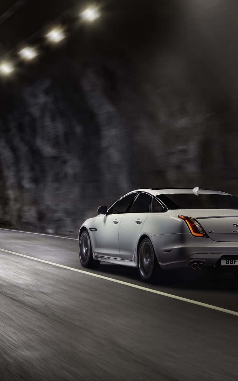 Jaguar XJR, silver, tunnel, HD Phone Wallpaper