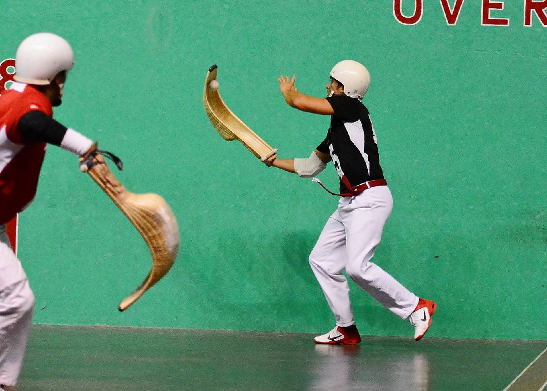 Jai Alai, helmet, curved wooden bat, Full HD Desktop Wallpaper