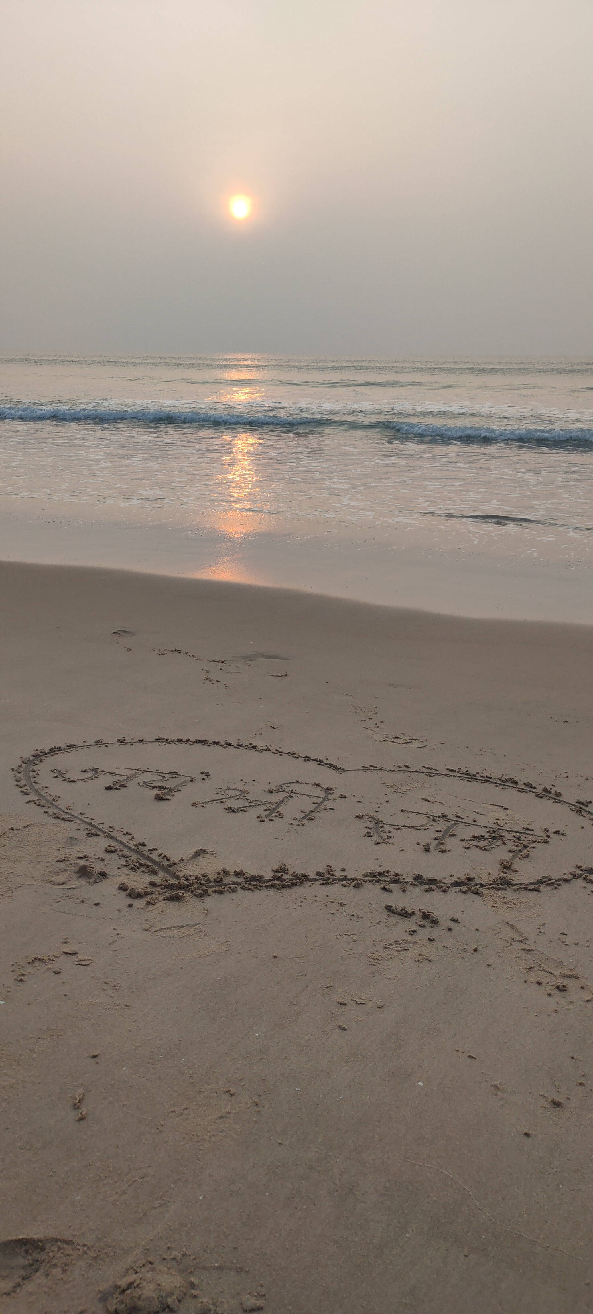 Jai Shree Ram HD, sand, misty beach, 4K Phone Wallpaper