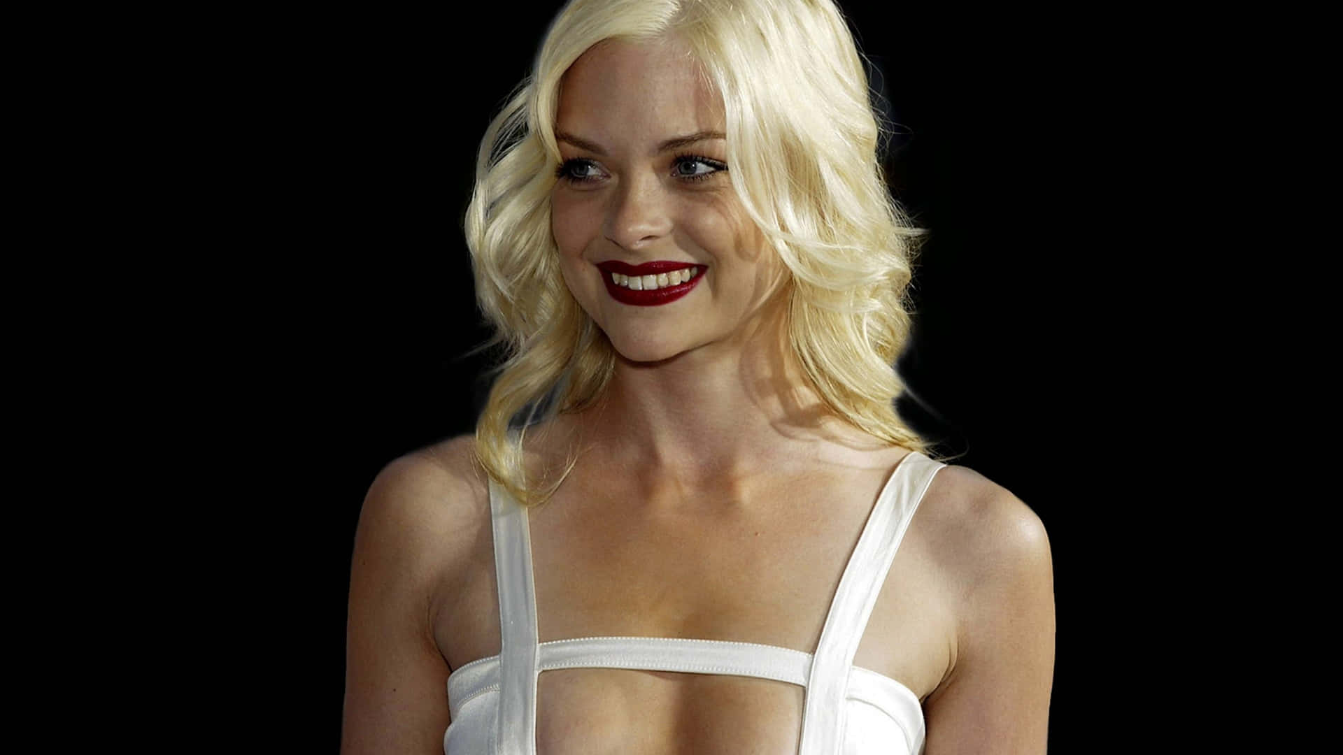 Jaime King, blonde woman, red lipstick, Full HD Desktop Wallpaper