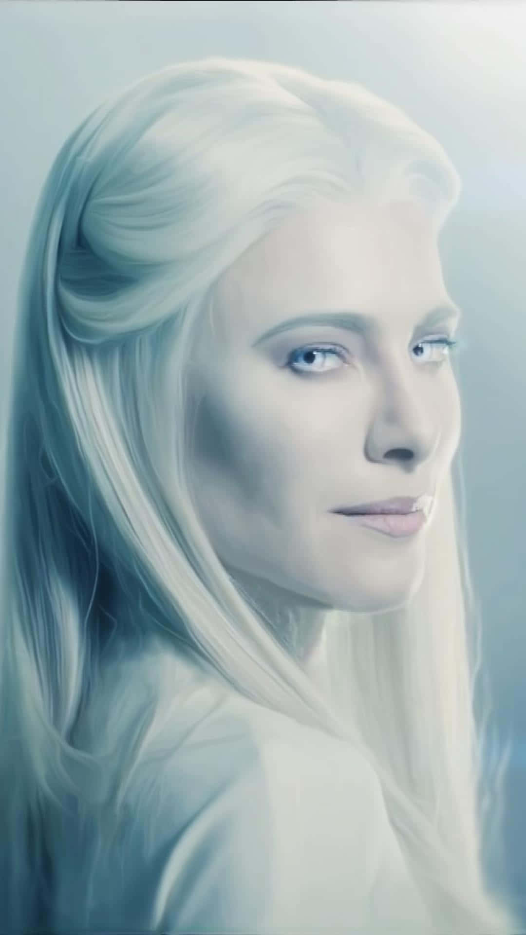 Jaime Murray, white hair, soft blue eyes, Full HD Phone Wallpaper