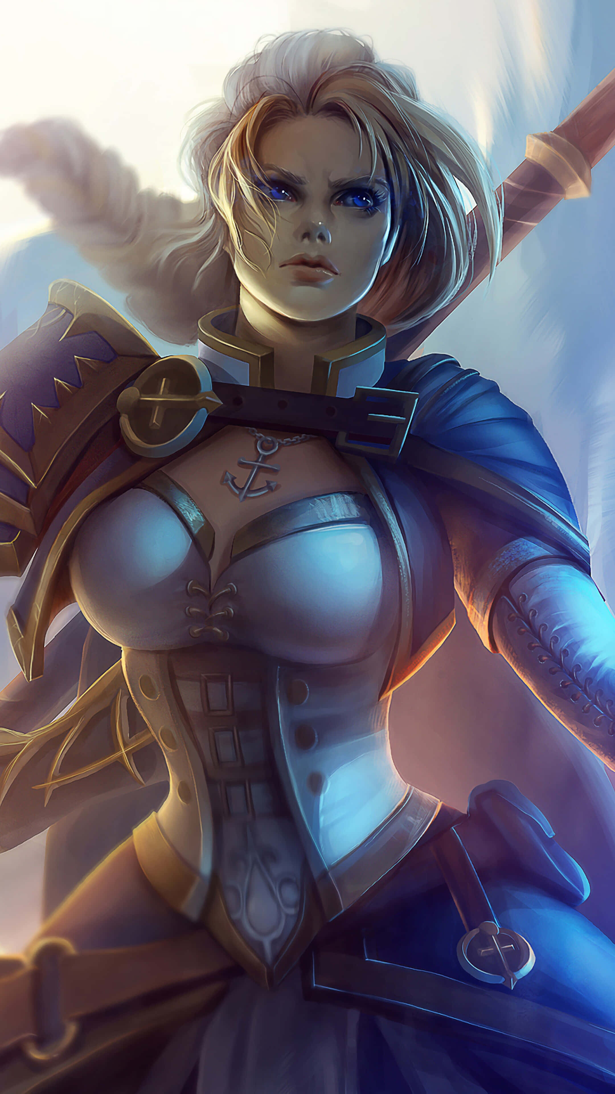 Jaina Proudmoore, mage leader, blue and gold armor, 4K Phone Wallpaper