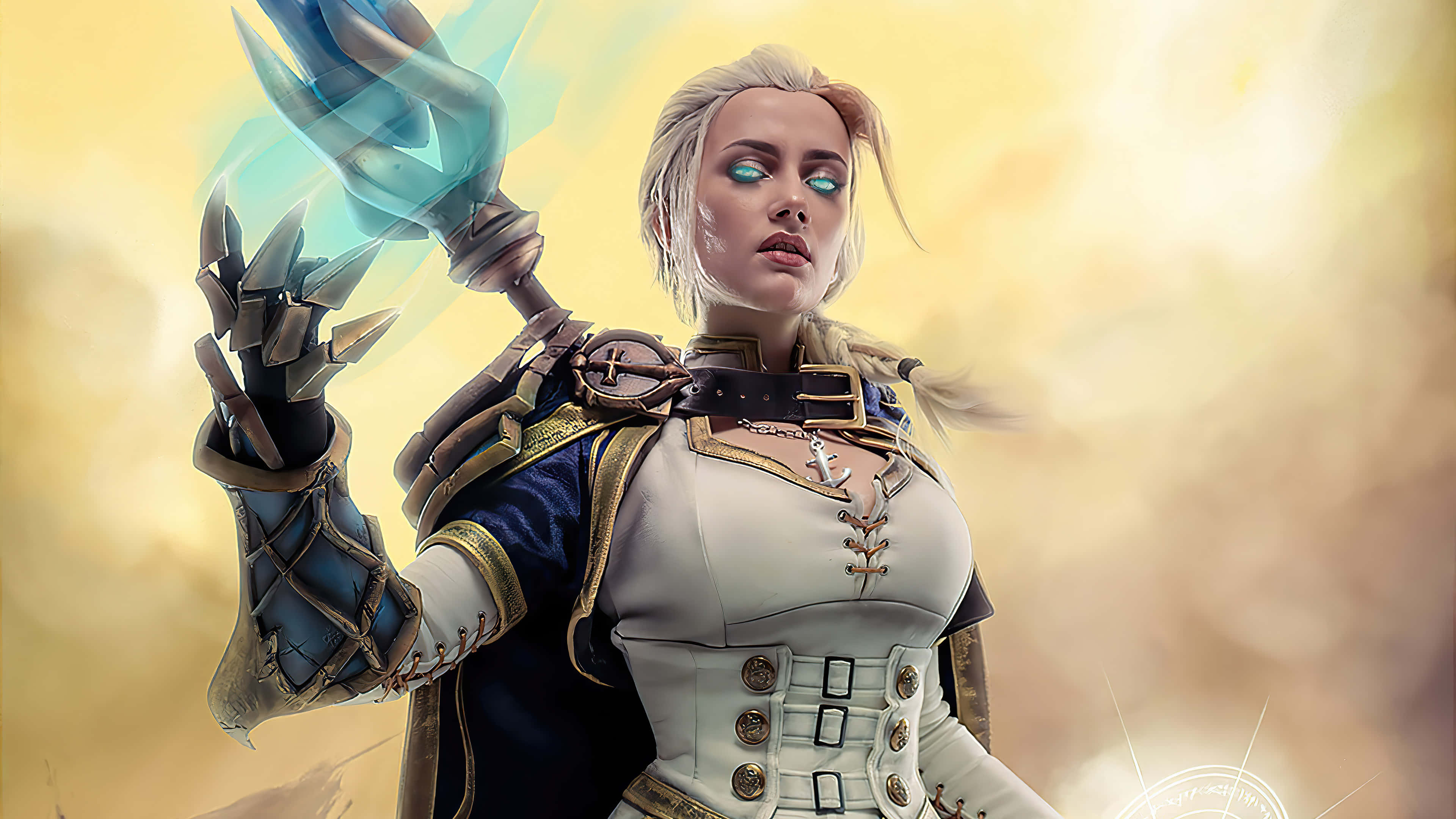 Jaina Proudmoore, mage leader, white and blue armor, 4K Desktop Wallpaper
