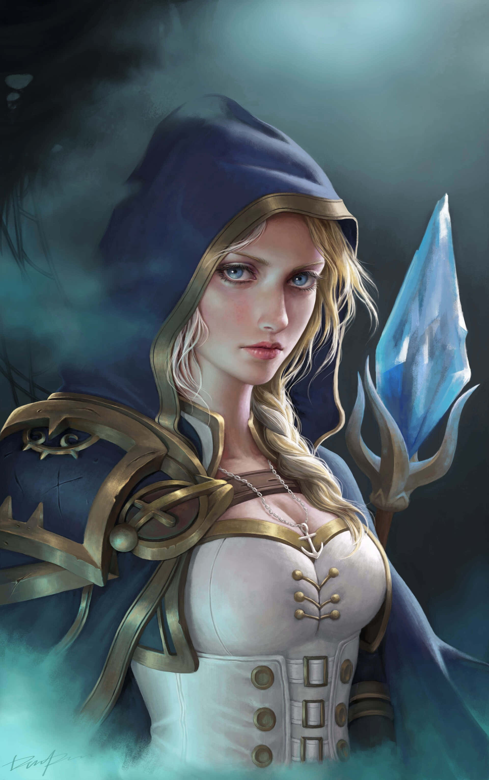 Jaina Proudmoore, blue eyes, blonde hair, 2K Phone Wallpaper