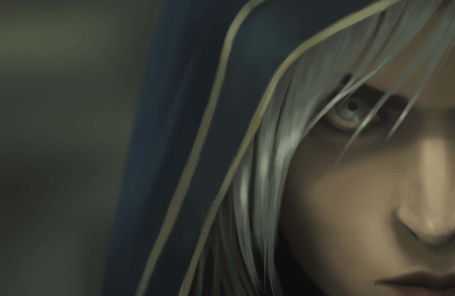 Jaina Proudmoore, silver-haired, dark blue hooded cloak, HD Desktop Wallpaper