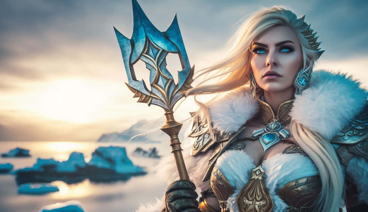 Jaina Proudmoore, icy armor, frost-covered spear, HD Desktop Wallpaper