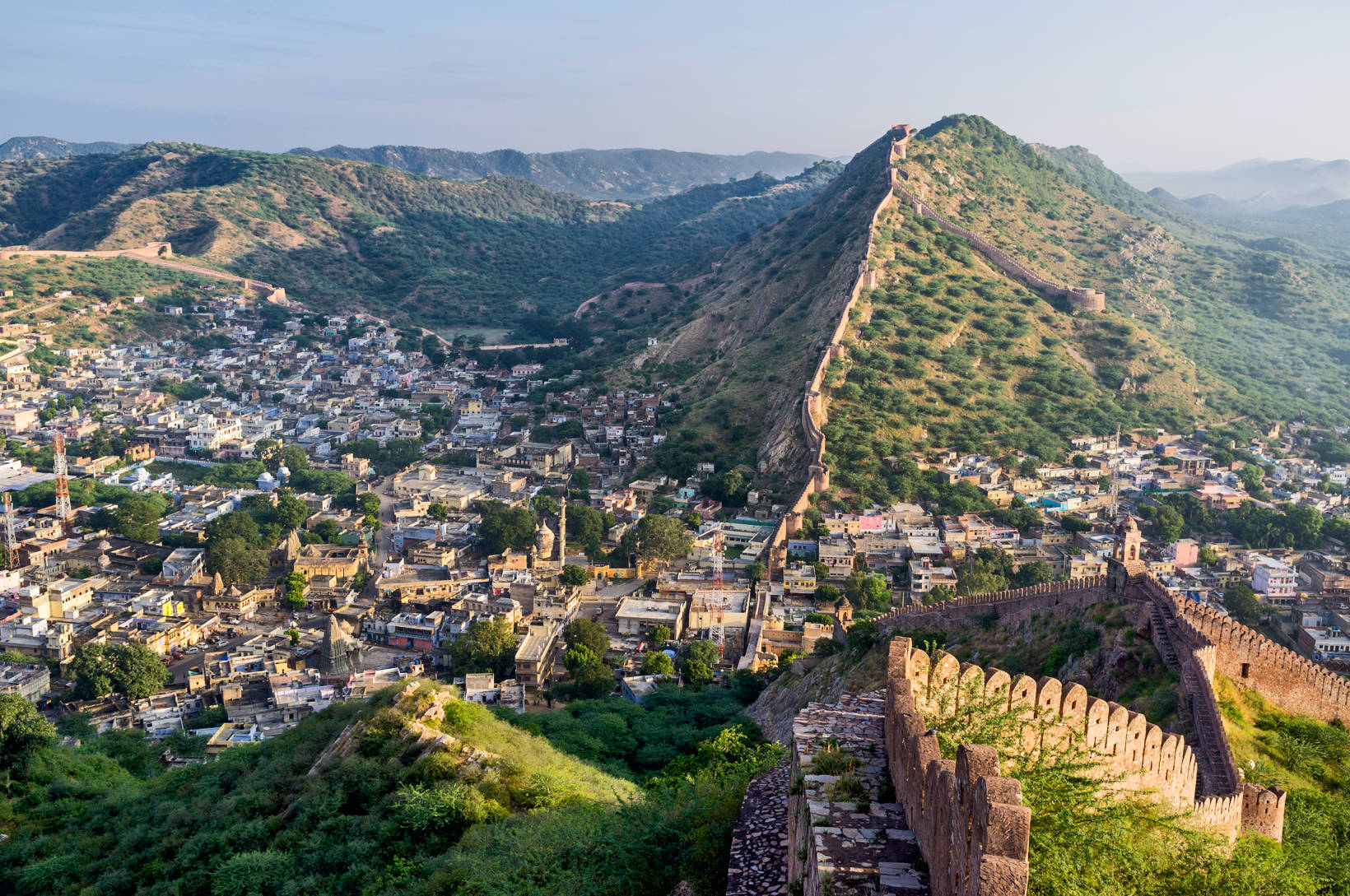 Jaipur, city buildings, hills, HD Desktop Wallpaper