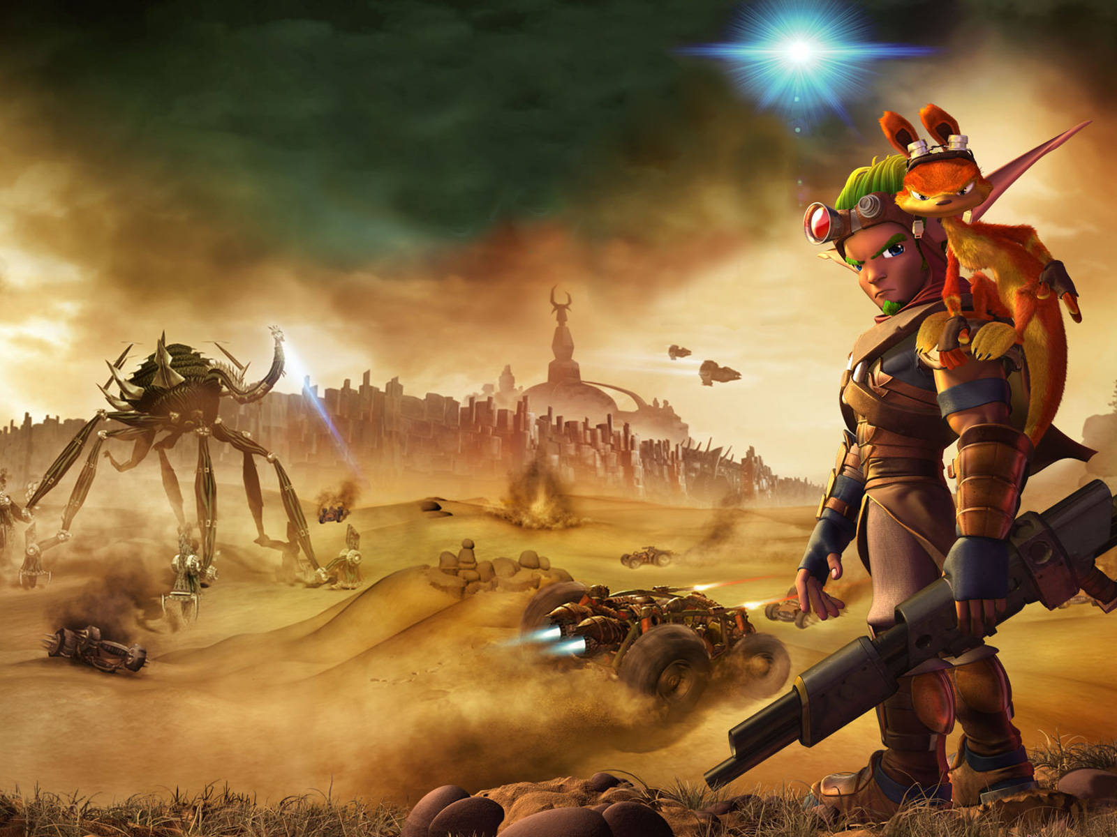 Jak 3, desert city, futuristic warrior, HD Desktop Wallpaper