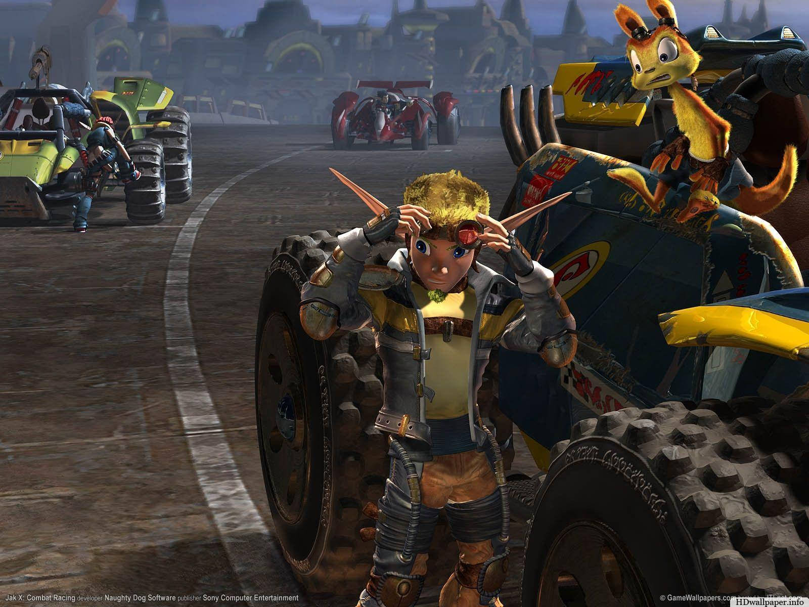 Jak and Daxter, elf-like racer, rugged off-road vehicle, HD Desktop Wallpaper