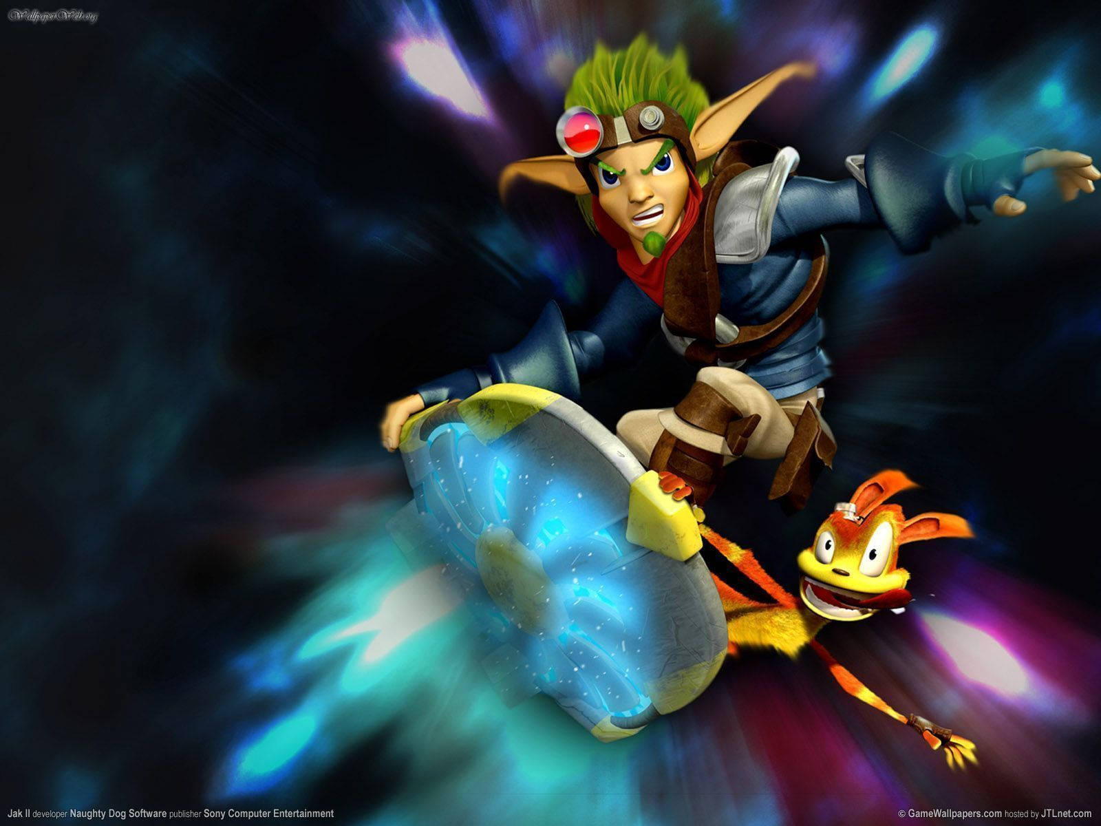 Jak, Daxter, glowing blue hoverboard, HD Desktop Wallpaper