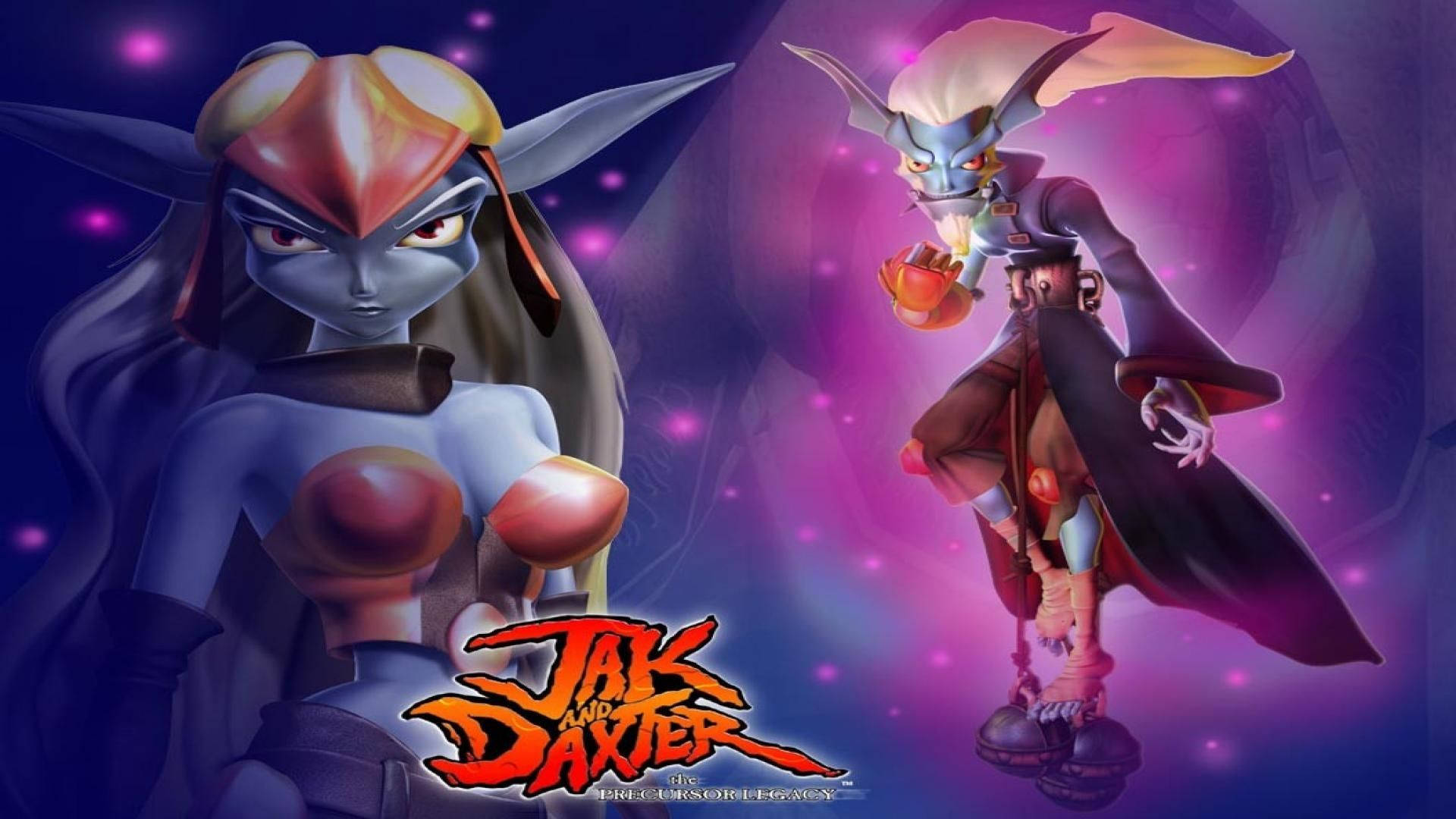 Jak and Daxter, cosmic backdrop, glowing purple, Full HD Desktop Wallpaper
