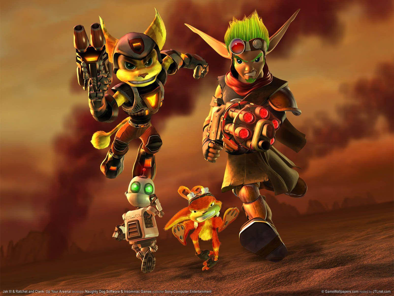Jak and Daxter, anthropomorphic aliens, robot, HD Desktop Wallpaper