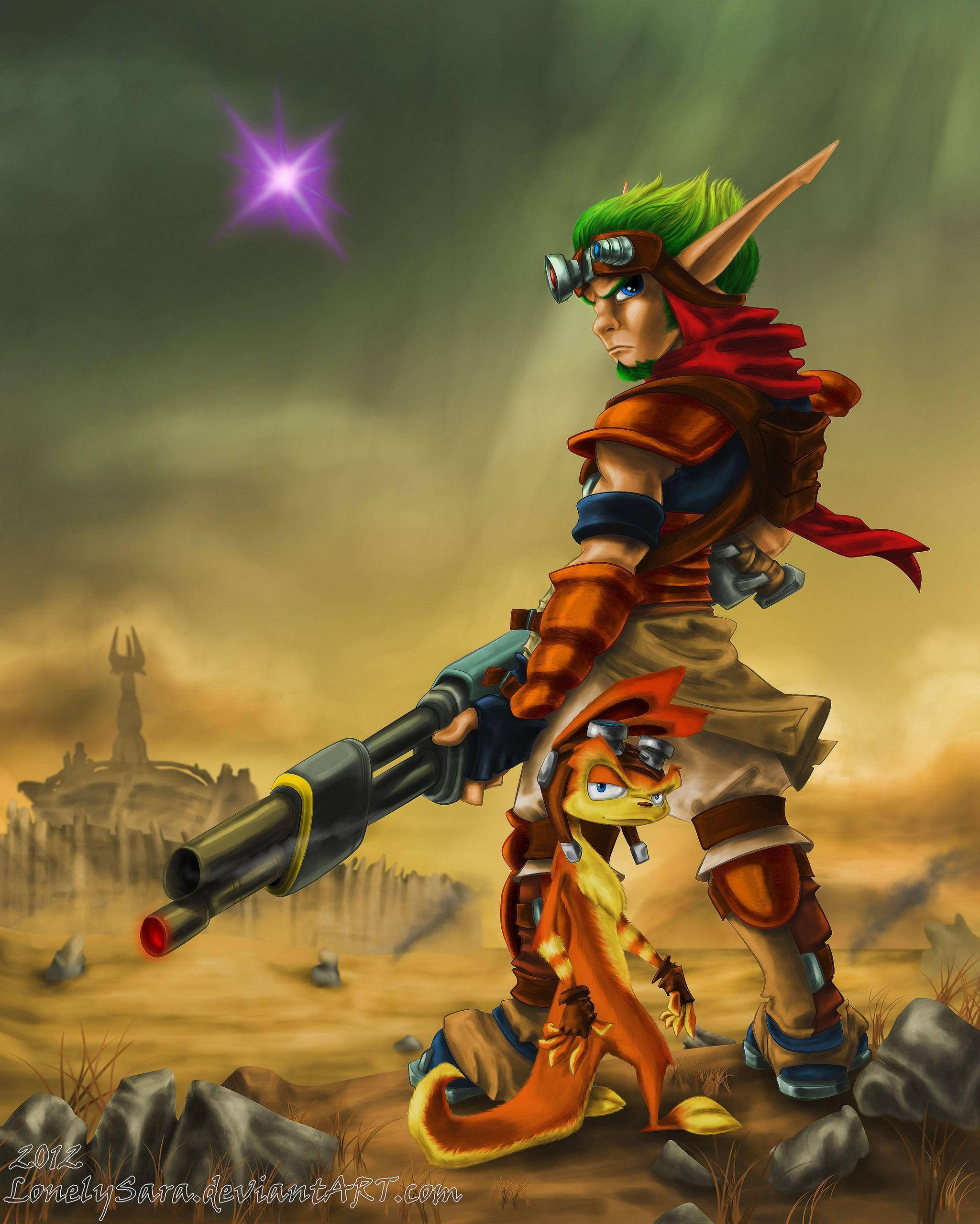 Jak, Daxter, green-haired elf warrior, 2K Phone Wallpaper