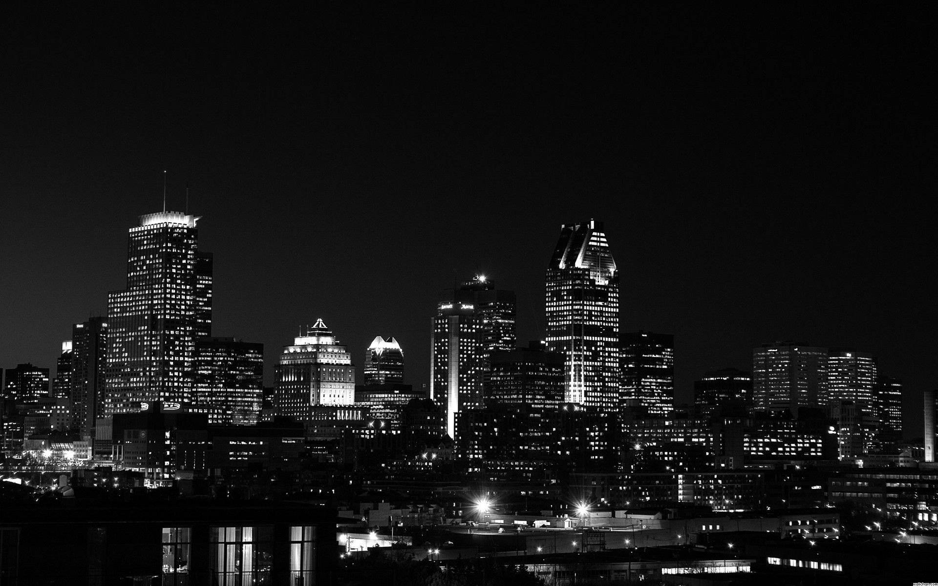 Jakarta, black and white, night view, Full HD Desktop Wallpaper