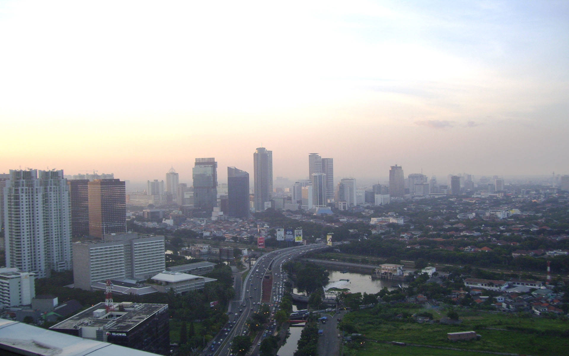 Jakarta, city skyline, dusk, Full HD Desktop Wallpaper