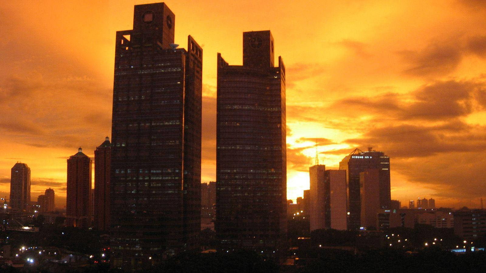 Jakarta, sunset, cityscape, HD Desktop Wallpaper