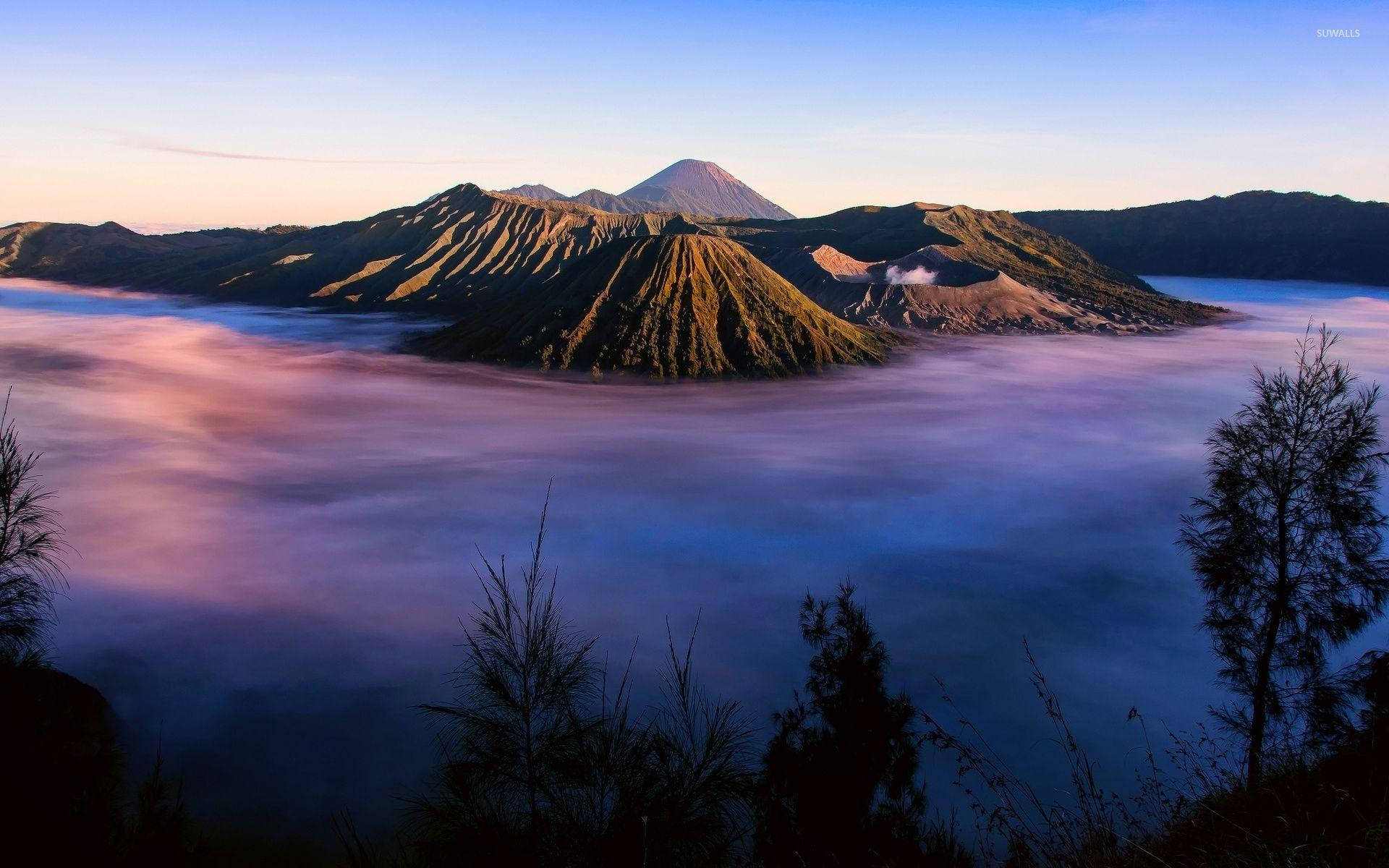 Jakarta, violet clouds, sunrise, Full HD Desktop Wallpaper