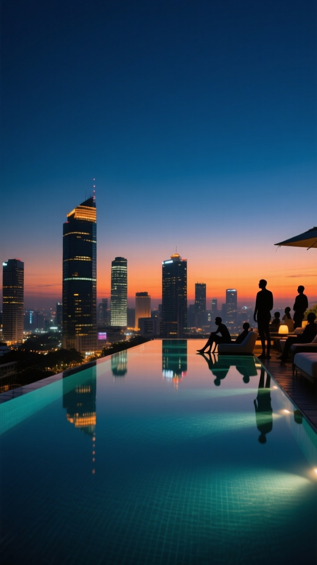 rooftop pool, Jakarta, infinity pool, Full HD Phone Wallpaper