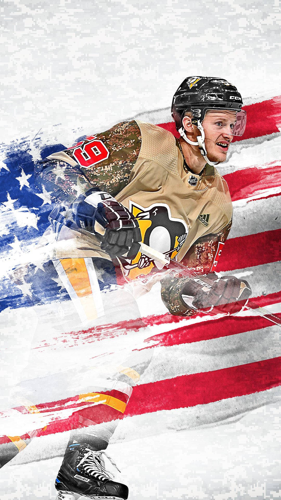 Jake Guentzel, gold jersey, number 19, Full HD Phone Wallpaper