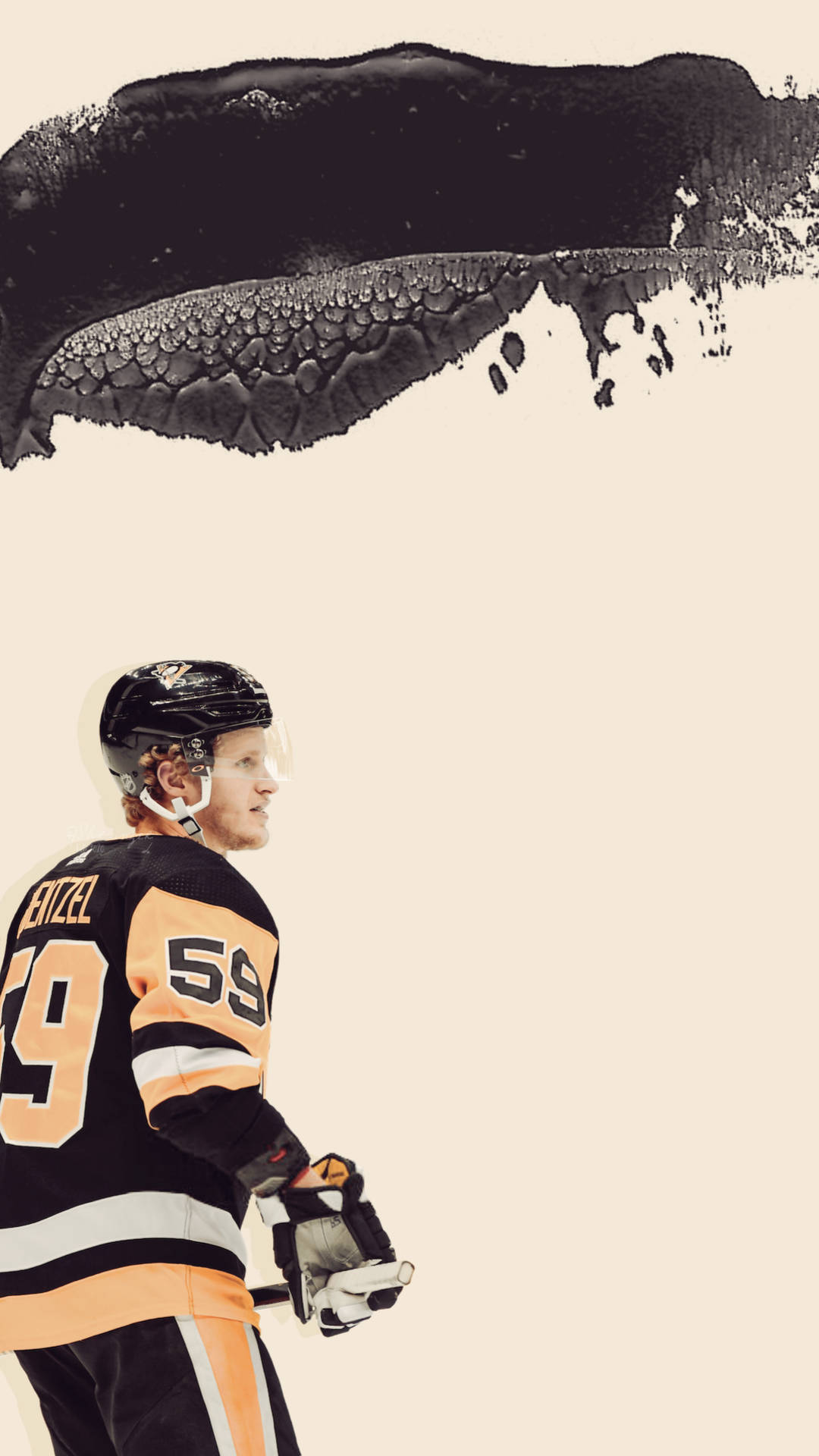 Jake Guentzel, black and gold uniform, black ink splash, Full HD Phone Wallpaper