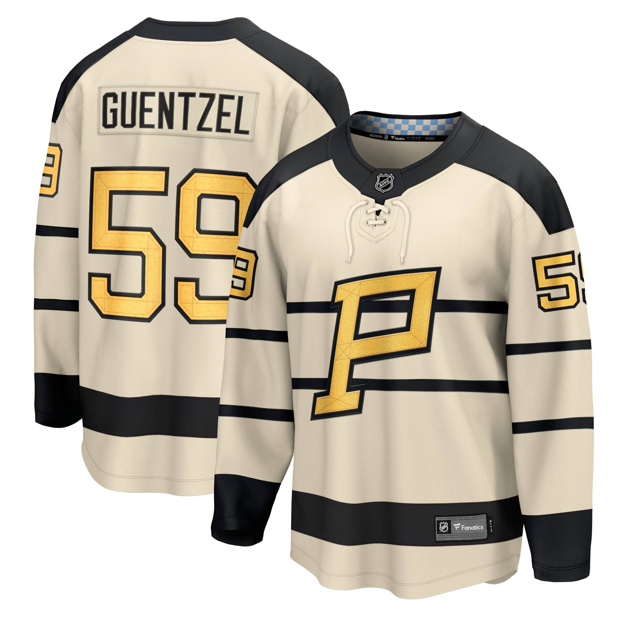 Jake Guentzel, No. 59, cream and black hockey jerseys, Full HD Desktop Wallpaper