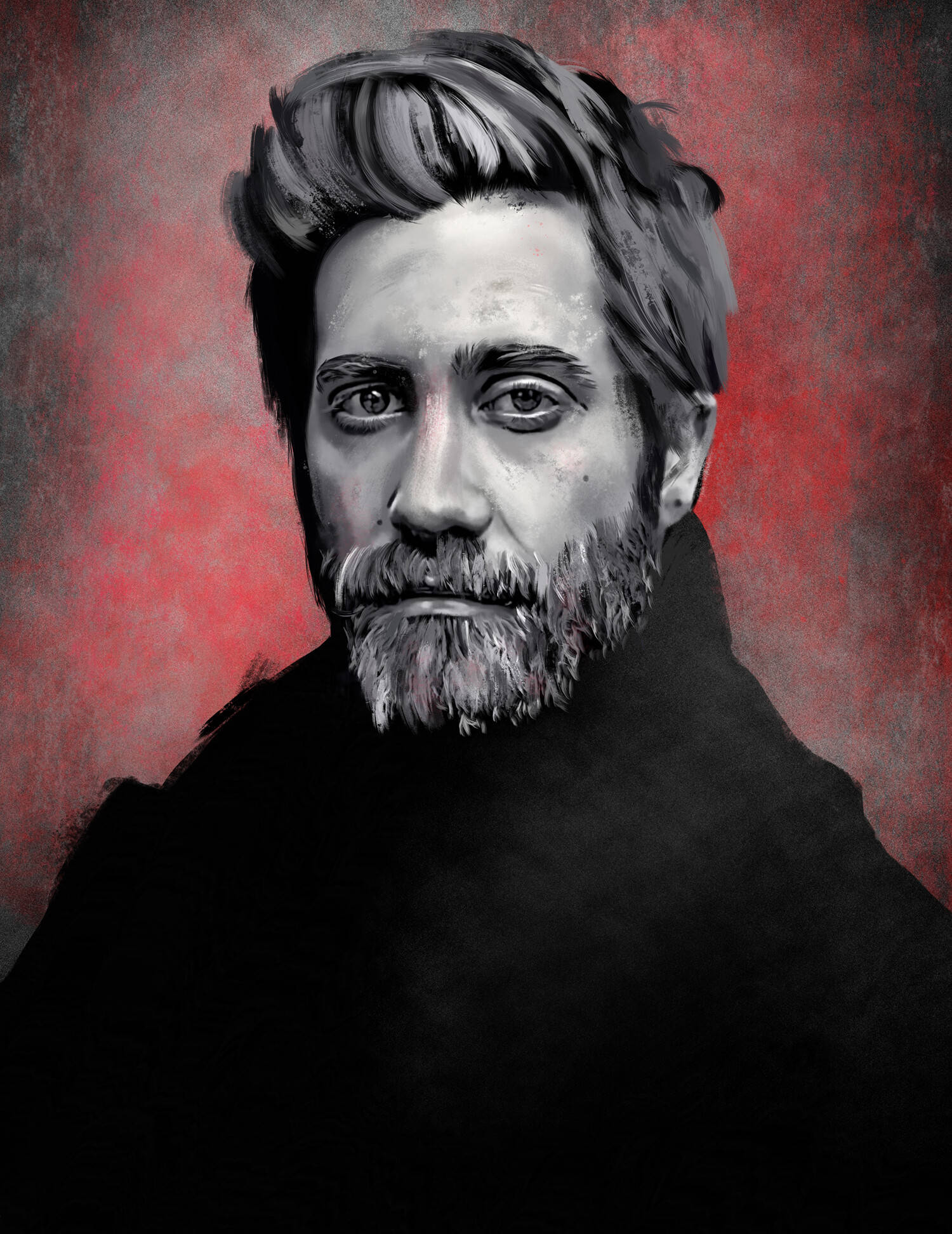 Jake Gyllenhaal, bearded man, intense eyes, Full HD Phone Wallpaper