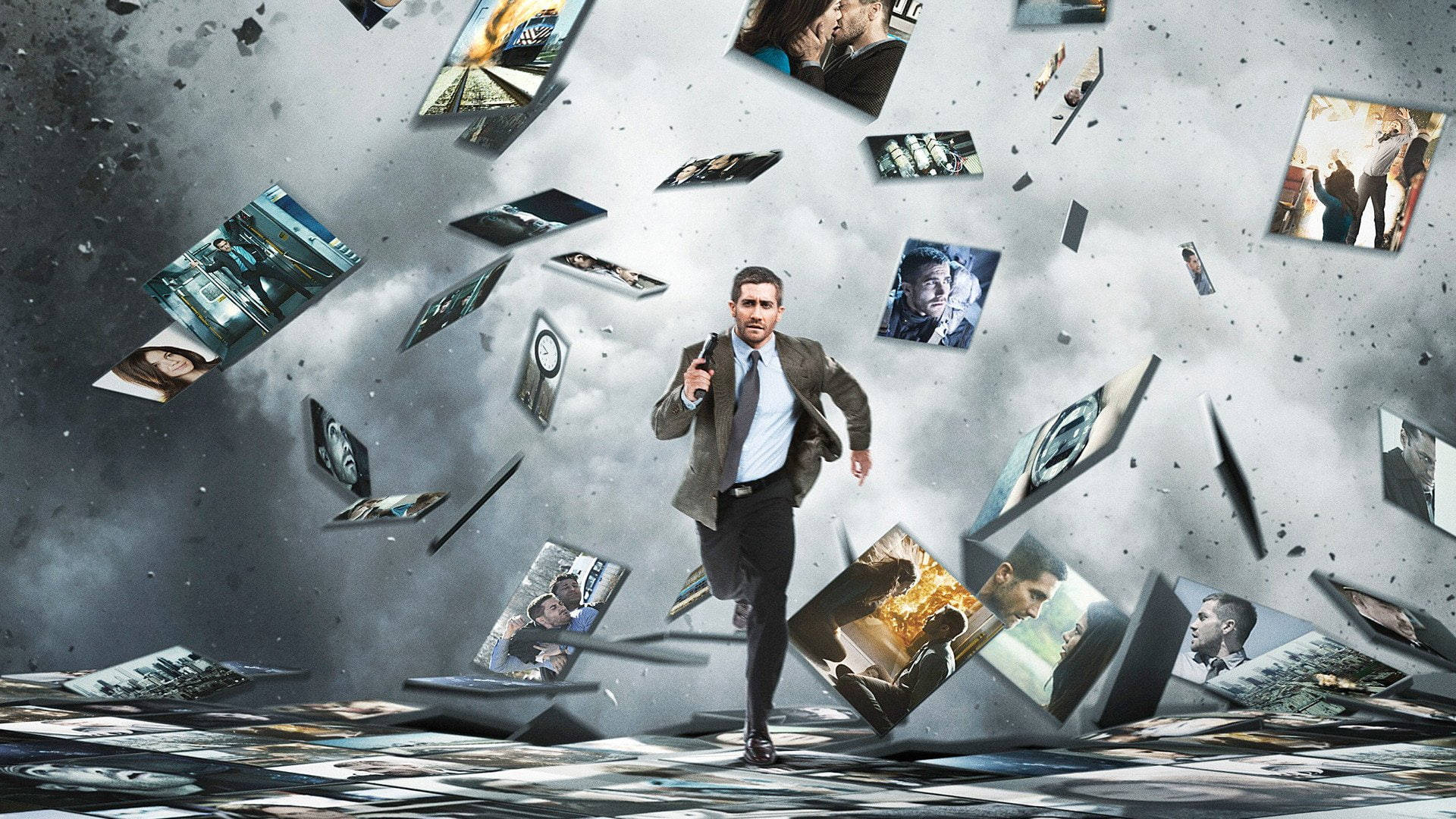 Jake Gyllenhaal, source code poster, storm of floating photographs, Full HD Desktop Wallpaper