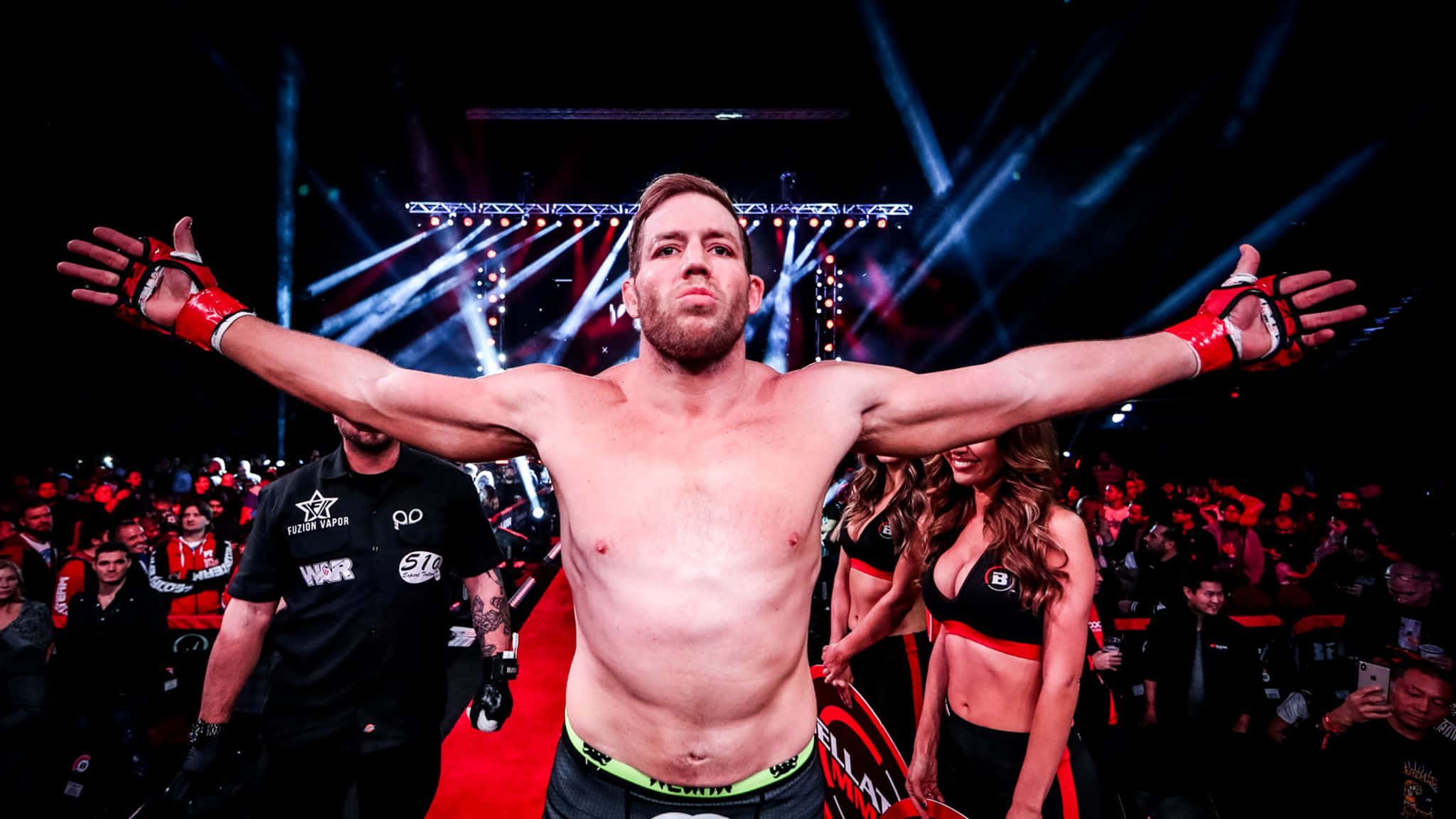 Jake Hager, MMA fight entrance, brightly lit arena, Full HD Desktop Wallpaper
