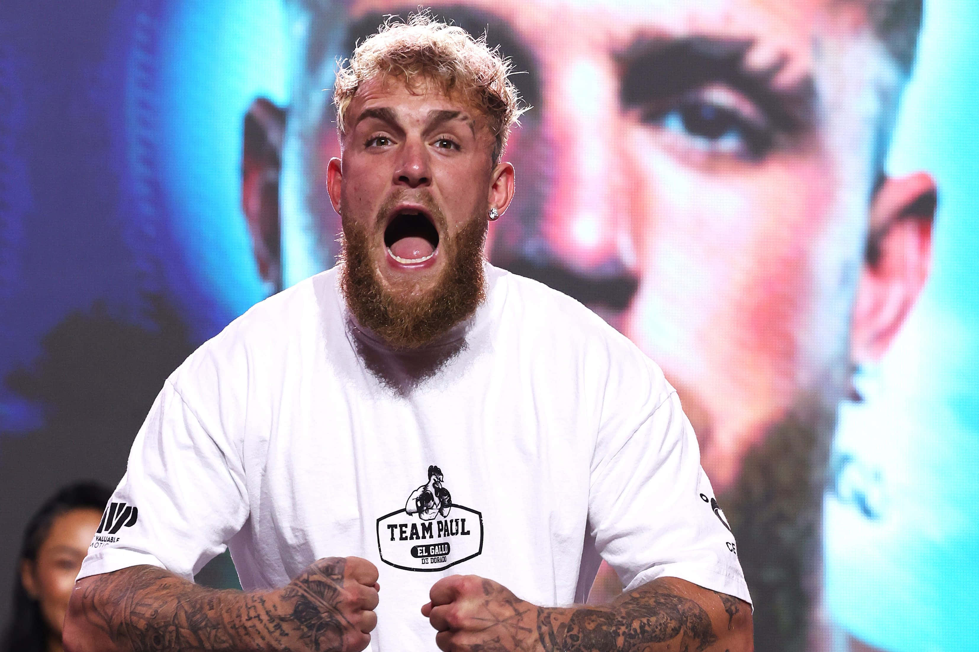 Jake Paul, bearded man, tattoos, 2K Desktop Wallpaper
