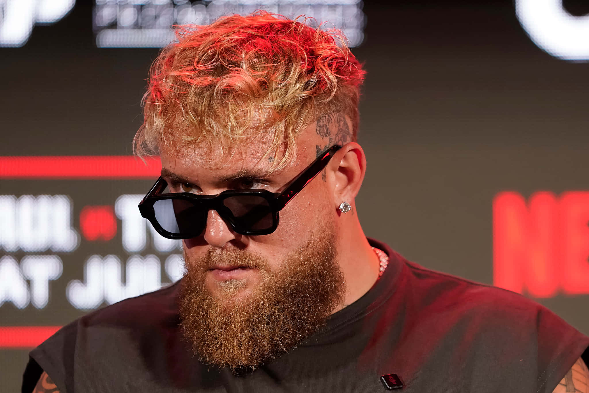 Jake Paul, red-tinted blonde hair, full beard, Full HD Desktop Wallpaper