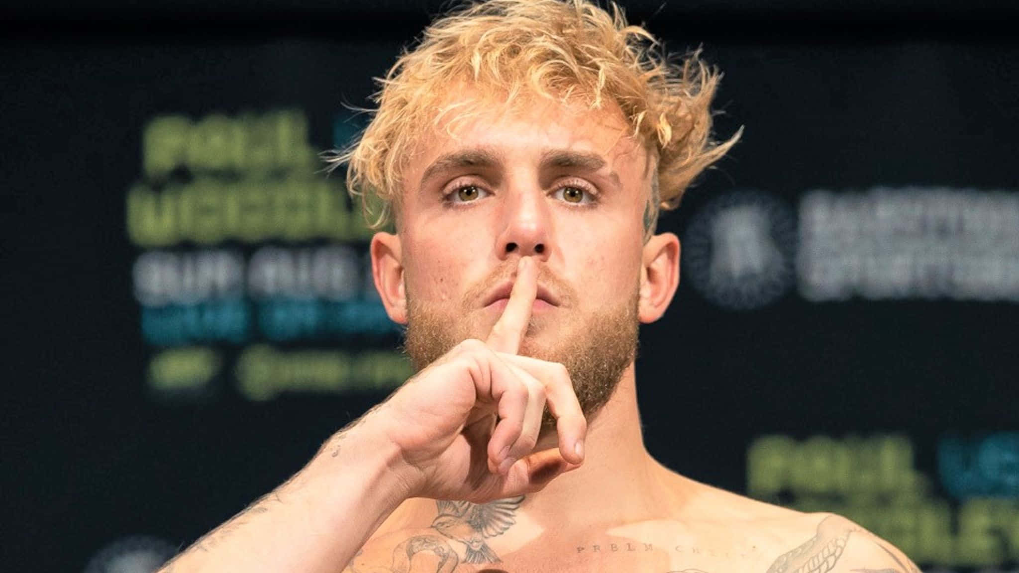 Jake Paul, silence gesture, press conference, Full HD Desktop Wallpaper
