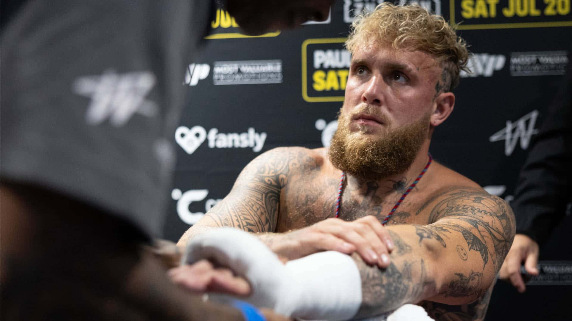Jake Paul, beard, tattooed fighter, Full HD Desktop Wallpaper