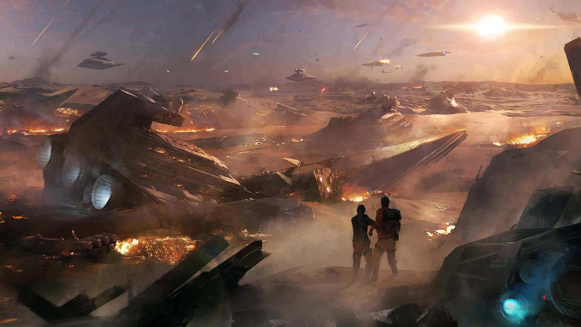 Jakku, star destroyer, crashed starships, Full HD Desktop Wallpaper