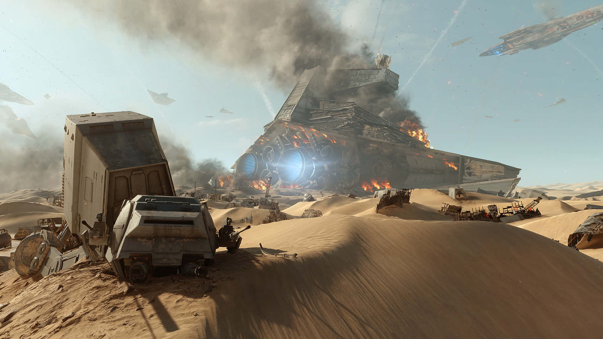 Jakku, star destroyer, desert landscape, Full HD Desktop Wallpaper