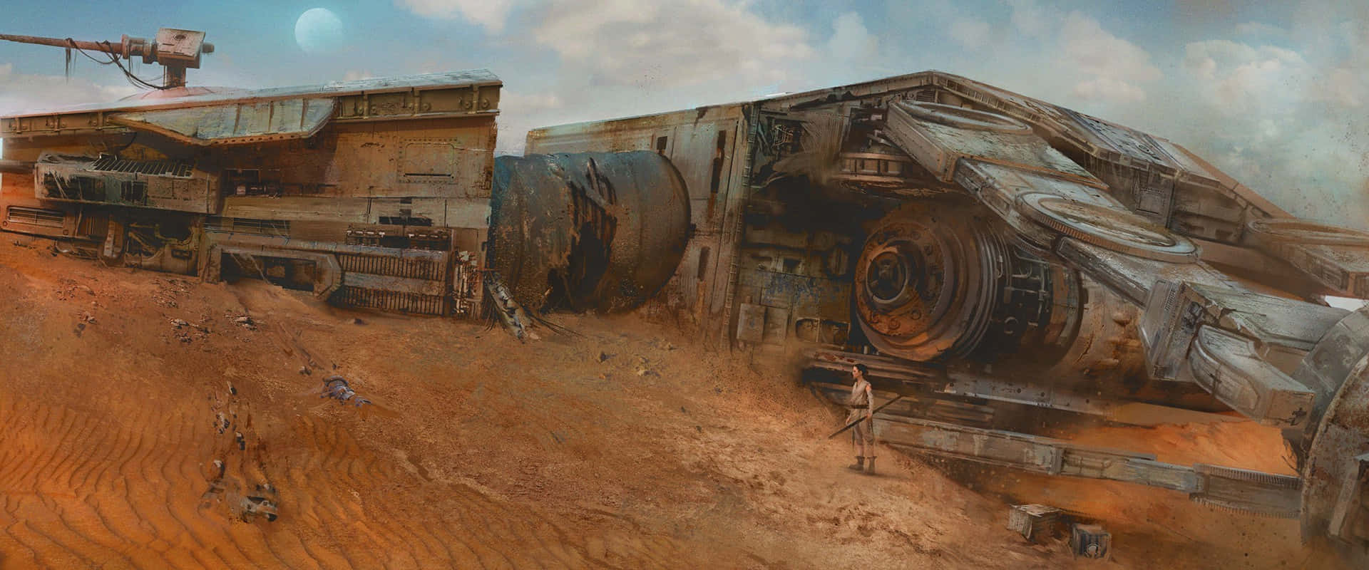 Jakku, desert, abandoned structures, Full HD Desktop Wallpaper