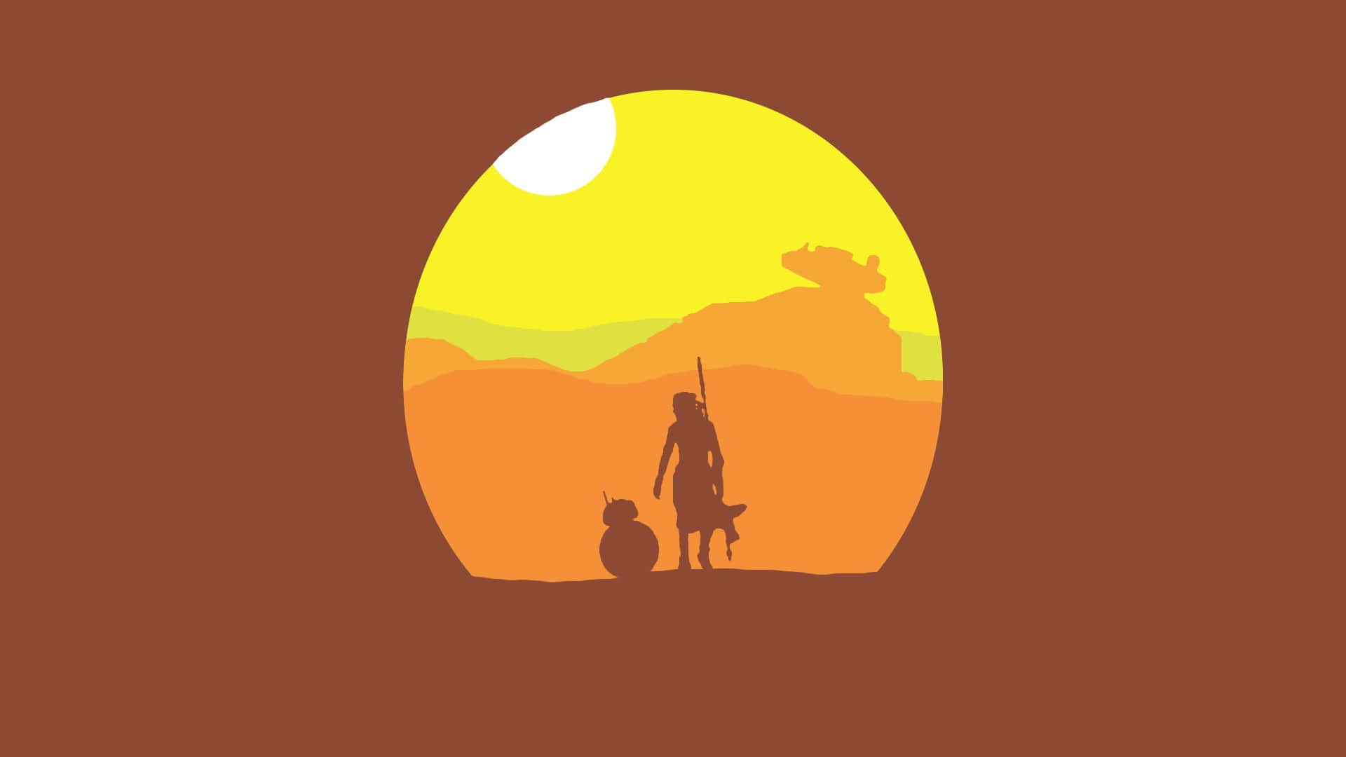 Jakku, desert sunset, lone figure, Full HD Desktop Wallpaper