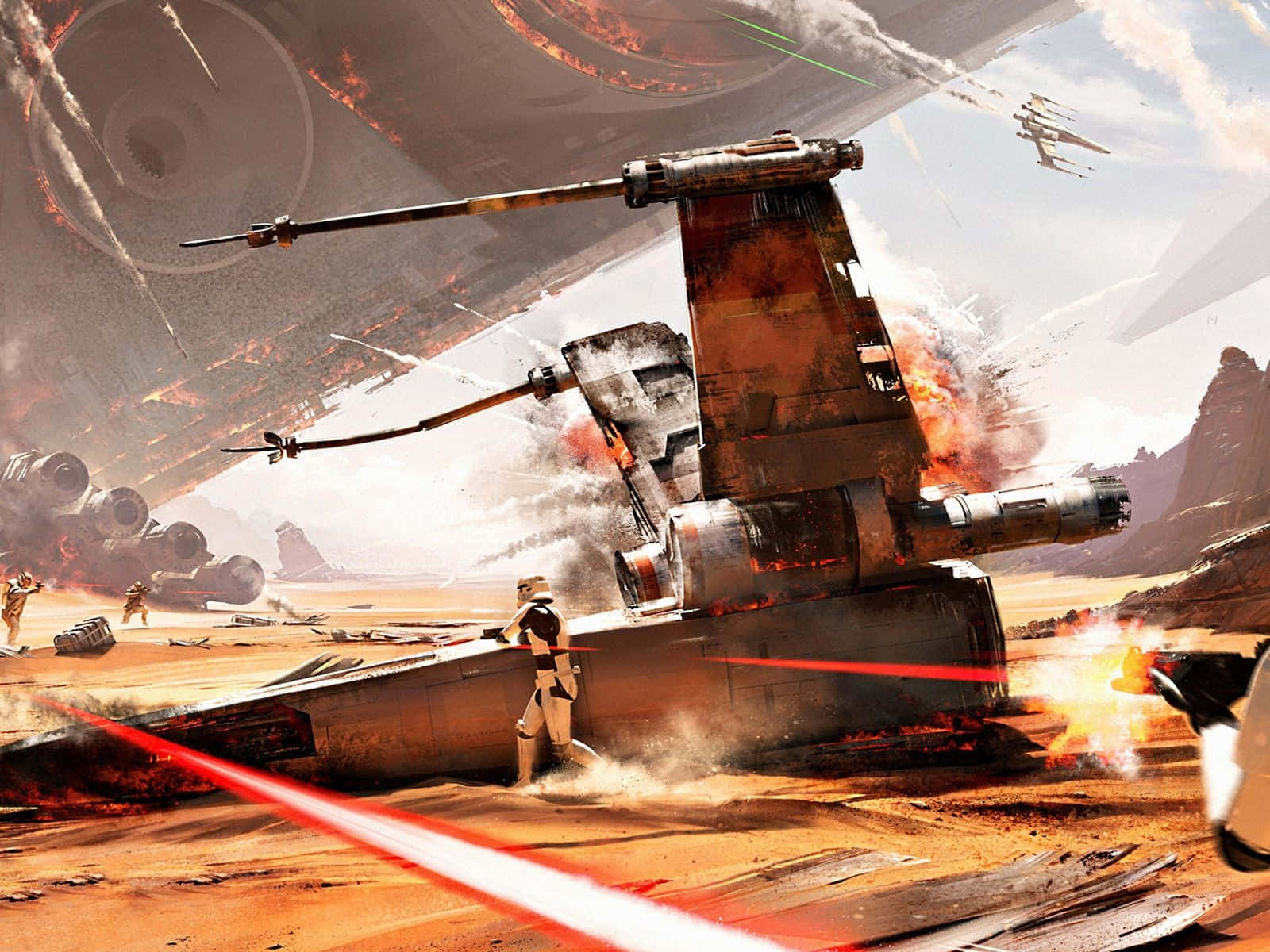 Jakku, stormtrooper, crashed starfighter, HD Desktop Wallpaper