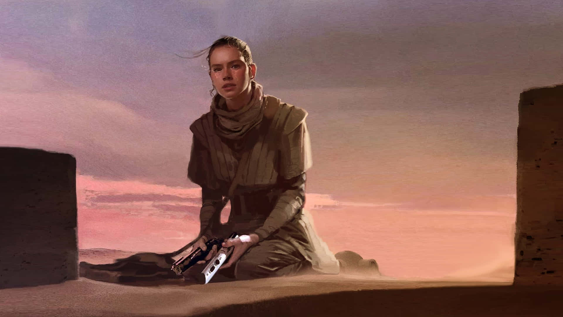 Jakku, desert canyon, sunset, Full HD Desktop Wallpaper