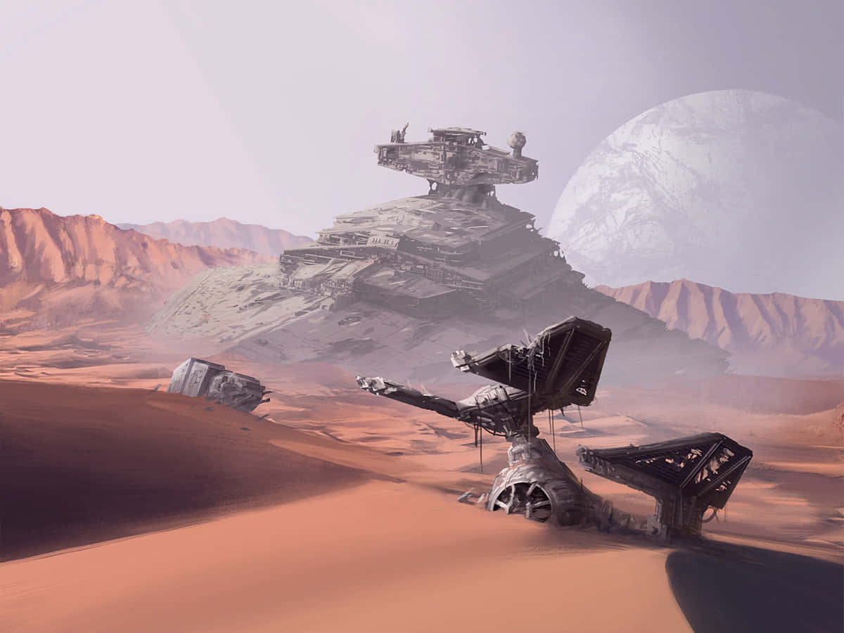 Jakku, star destroyer, desert mesa, SD Desktop Wallpaper