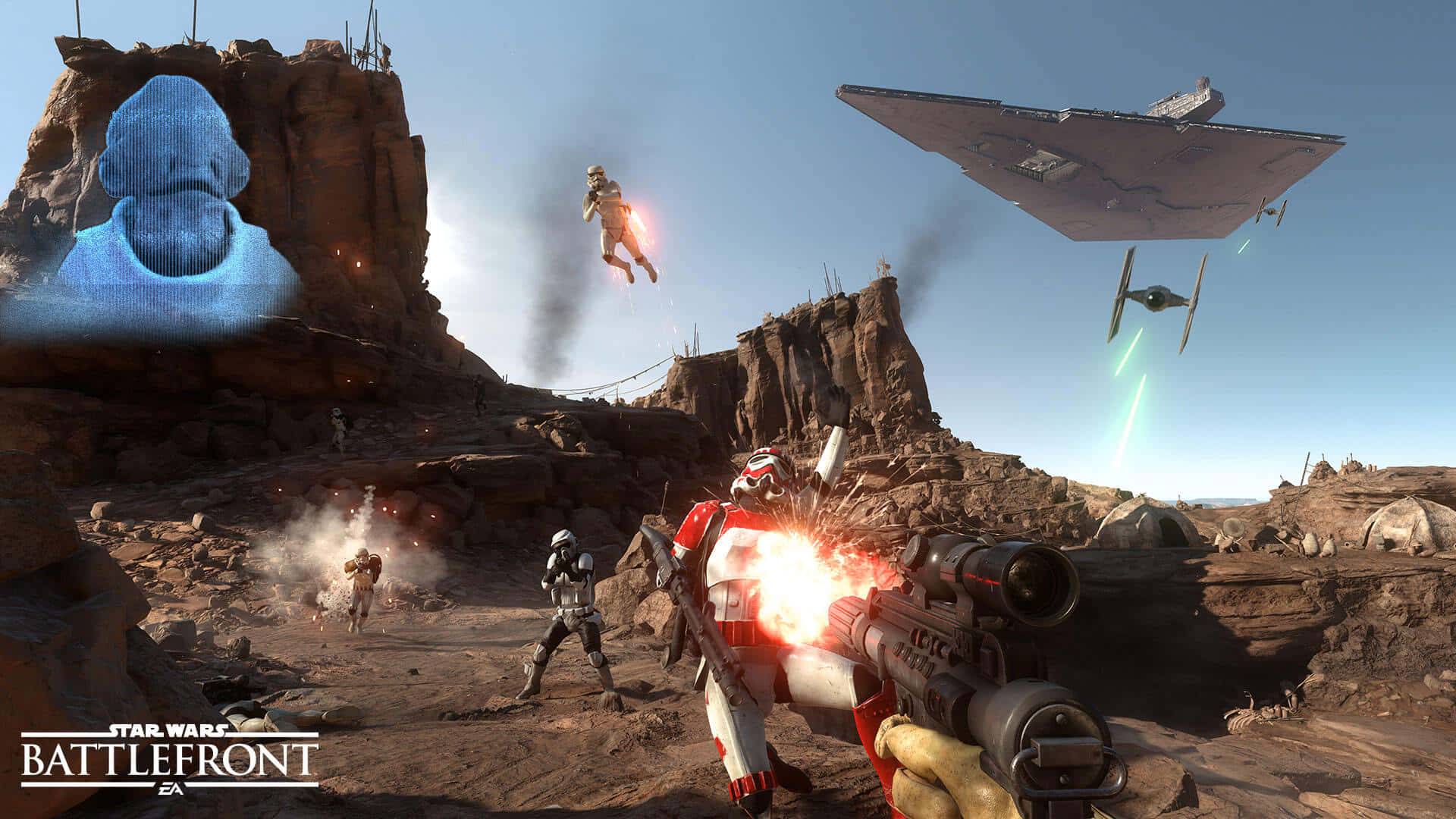 Jakku, rocky desert planet, stormtroopers, Full HD Desktop Wallpaper