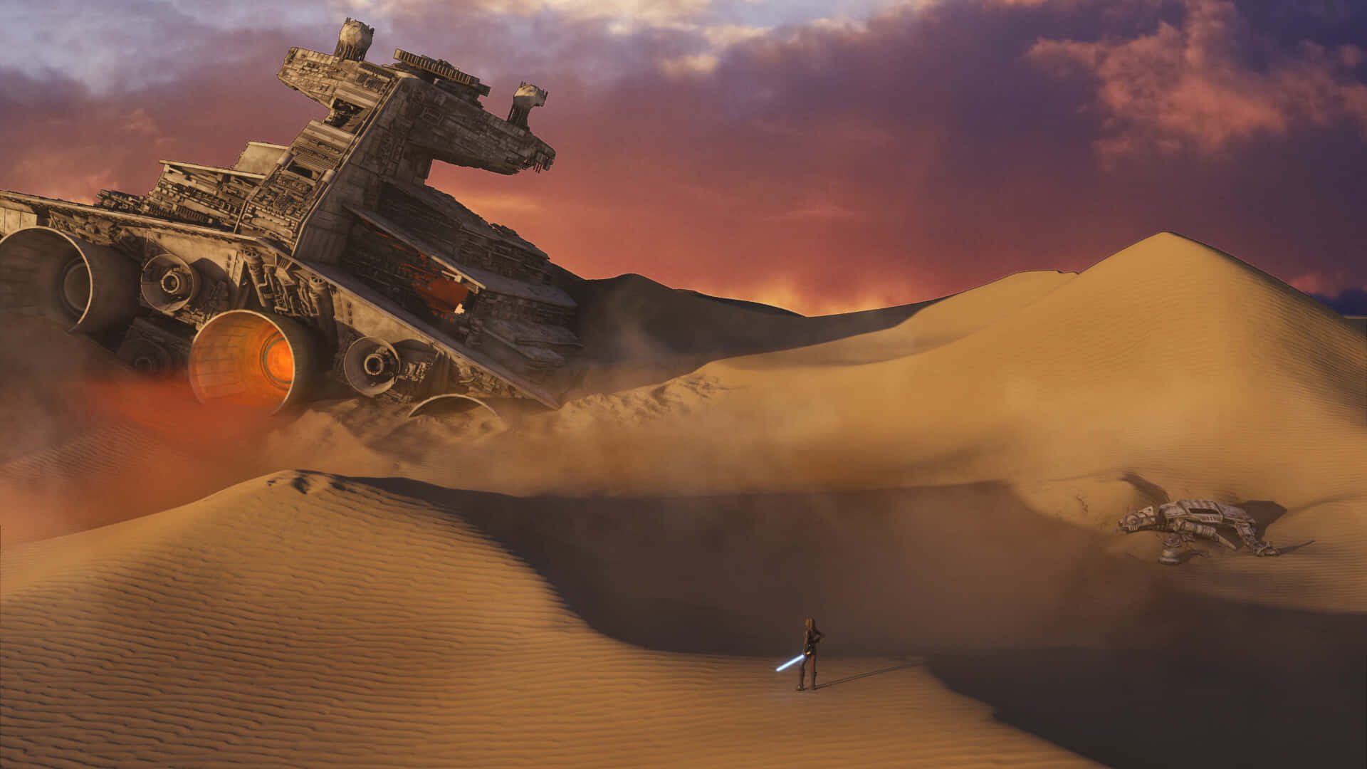 Jakku, desert, sunset, Full HD Desktop Wallpaper