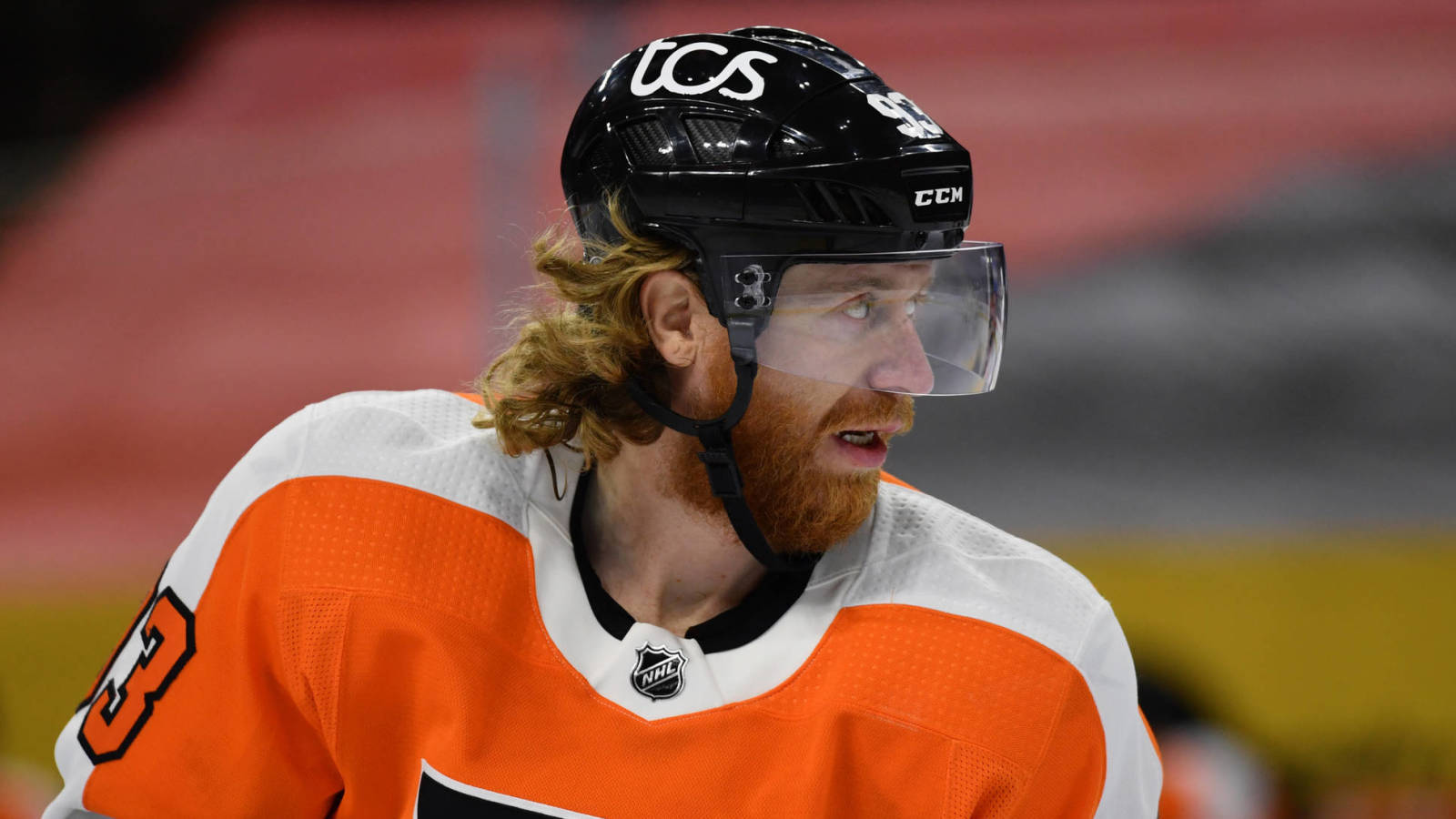 Jakub Voracek, orange and white jersey, black helmet, HD Desktop Wallpaper