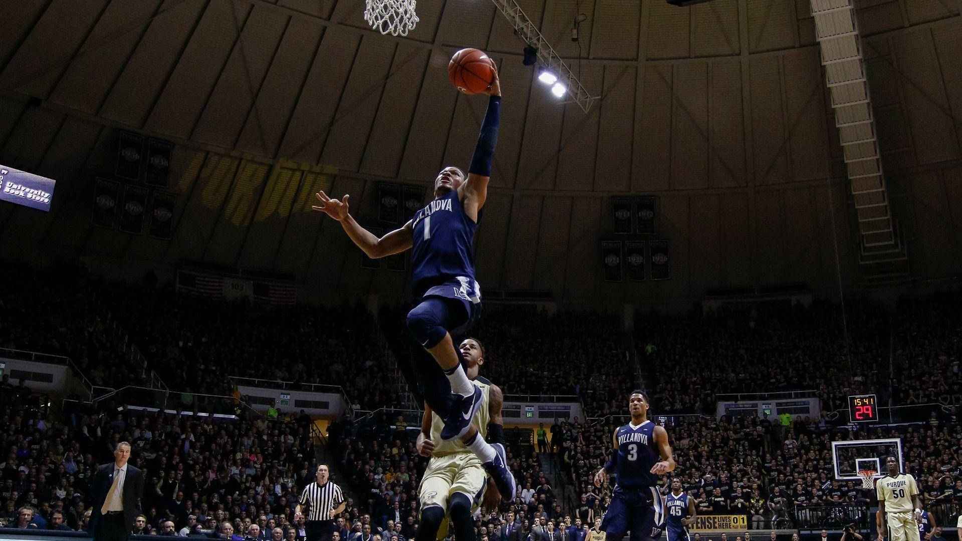Jalen Brunson, blue uniform, dunk, Full HD Desktop Wallpaper