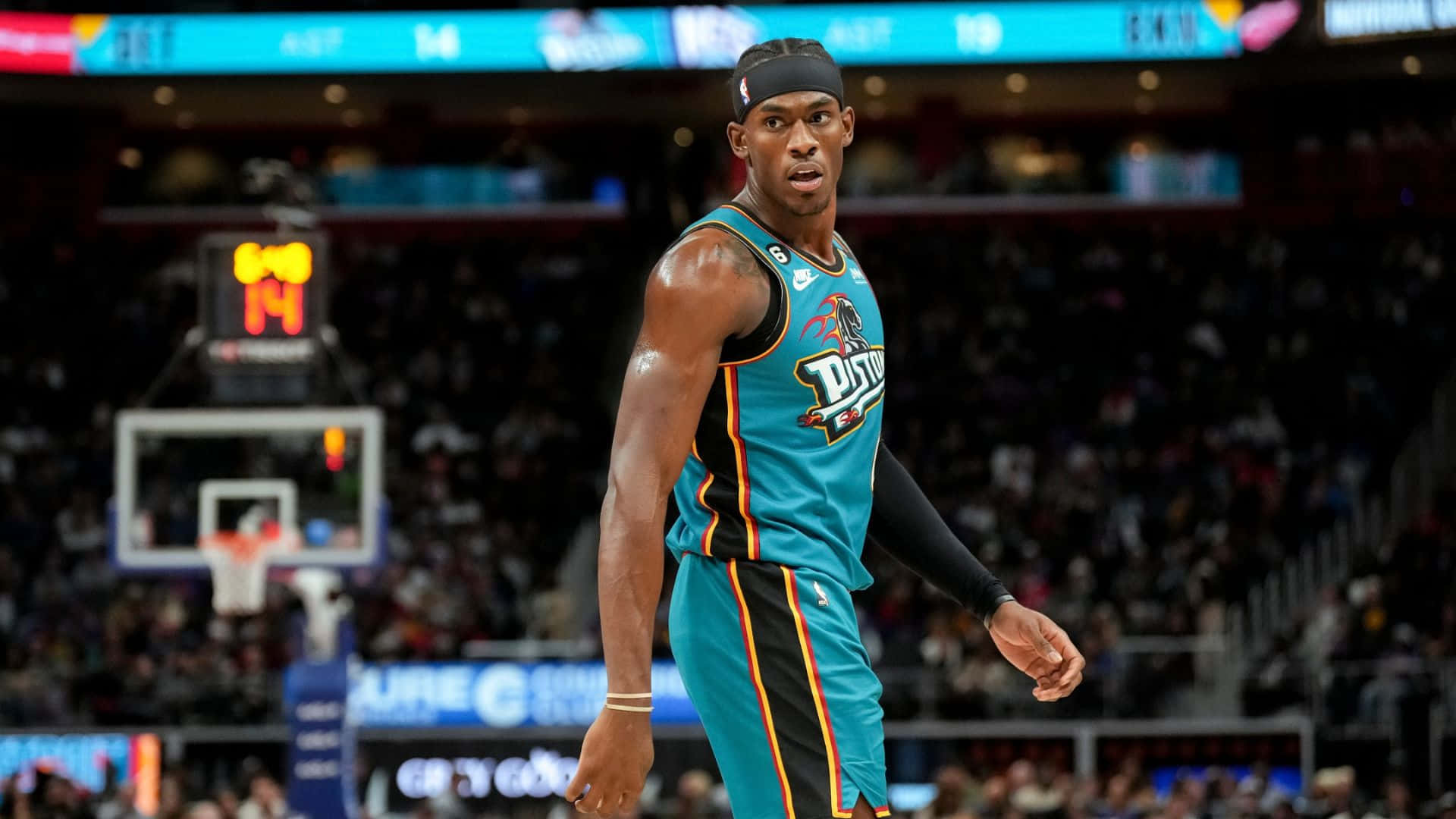 Jalen Duren, teal and black uniform, court, Full HD Desktop Wallpaper