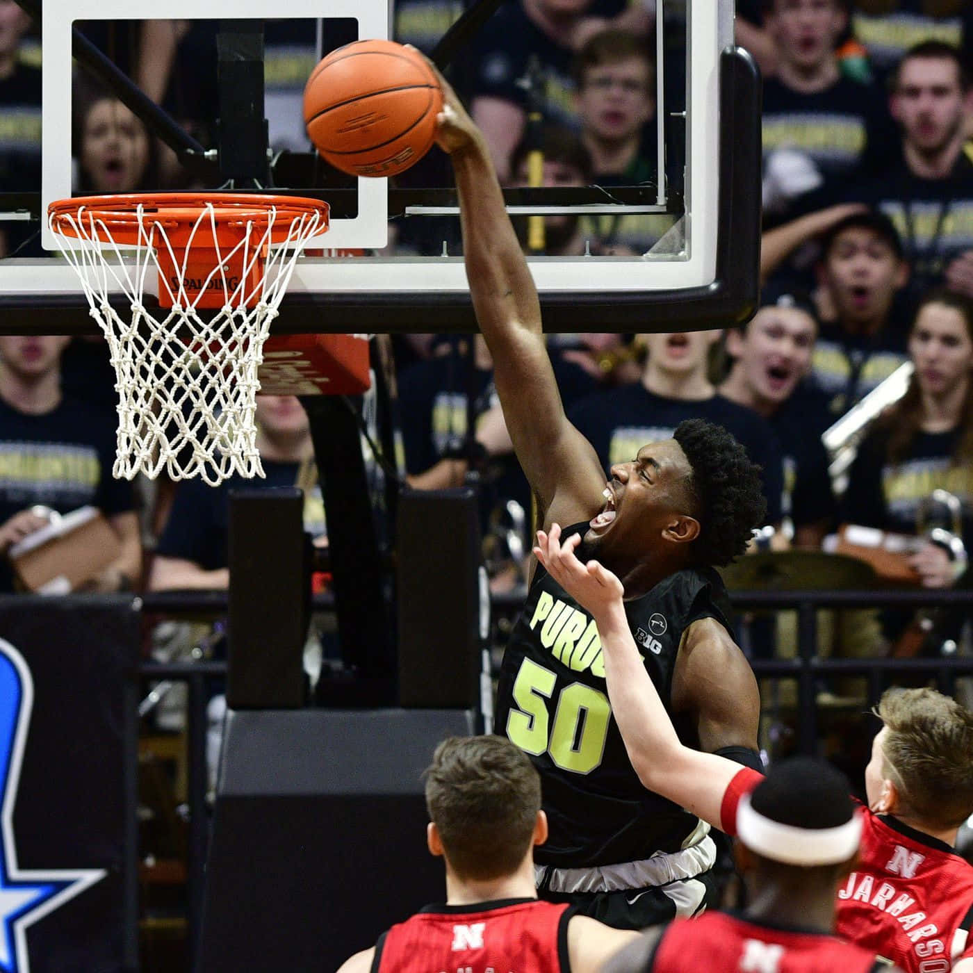 Jalen Green, black Purdue jersey, dunks the ball, HD Desktop Wallpaper
