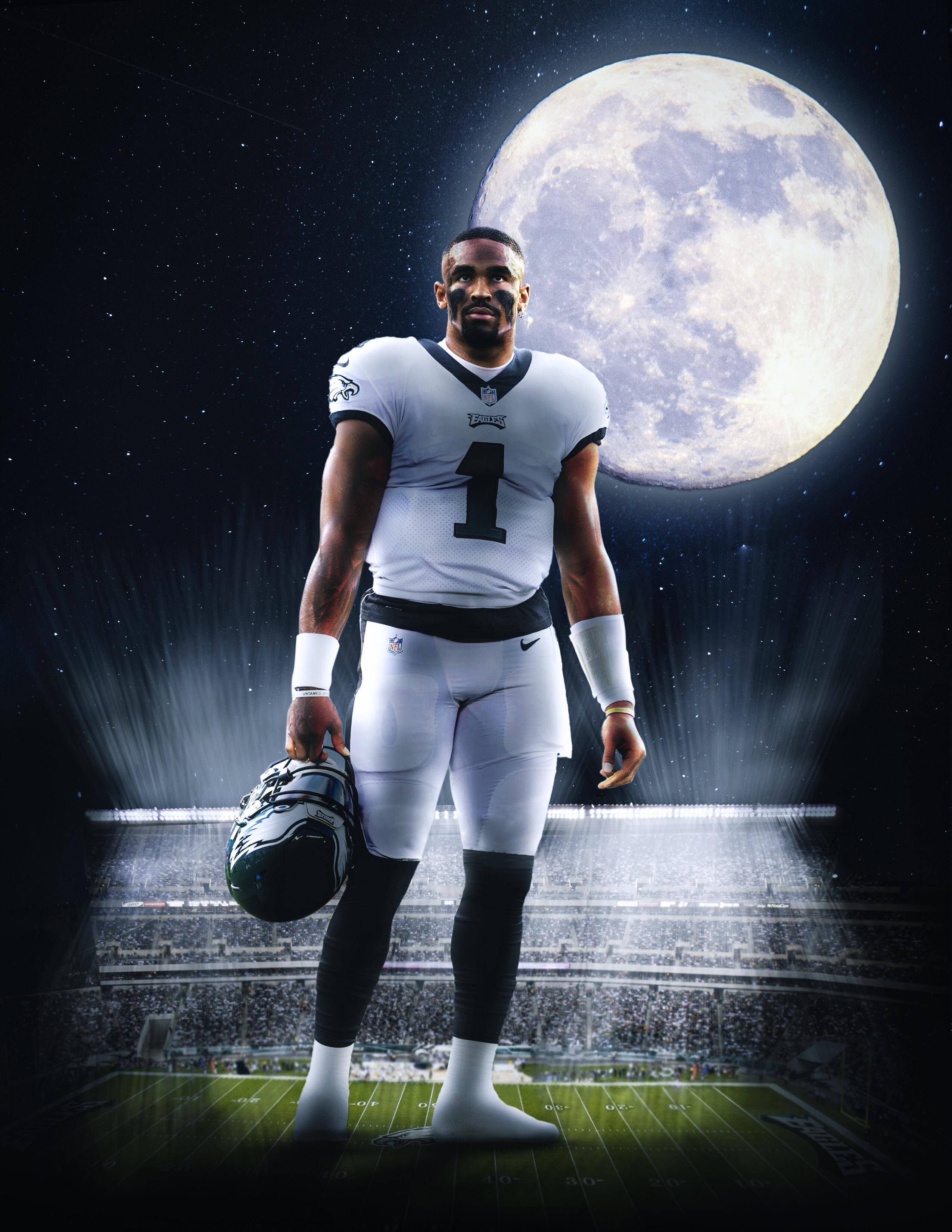 Jalen Hurts, Eagles, white uniform, 2K Phone Wallpaper