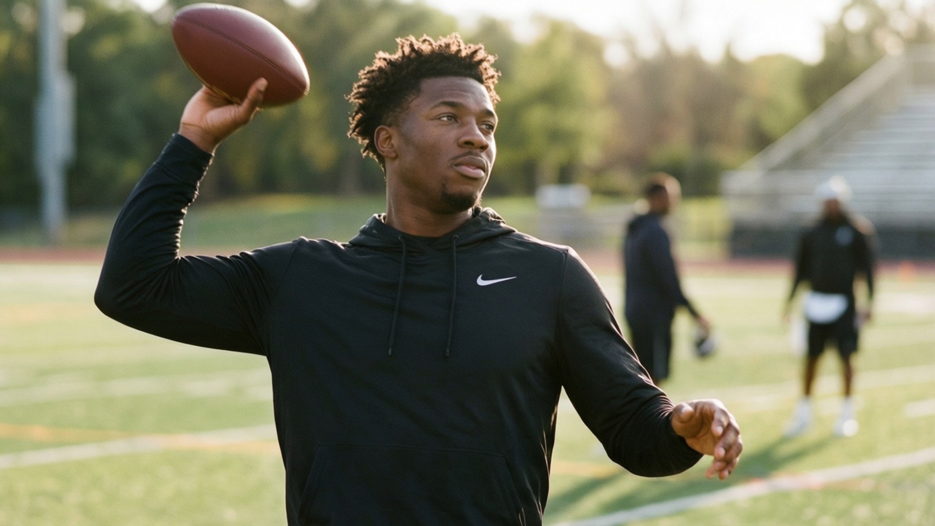Jalen Milroe, soft sunlight, warmup routine, Full HD Desktop Wallpaper