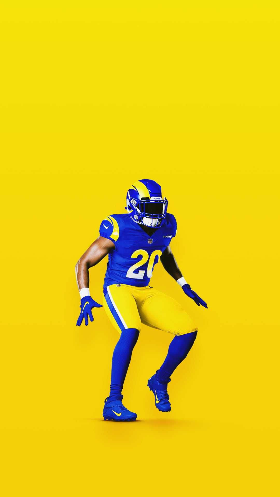 Jalen Ramsey, blue and yellow uniform, solid yellow background, Full HD Phone Wallpaper